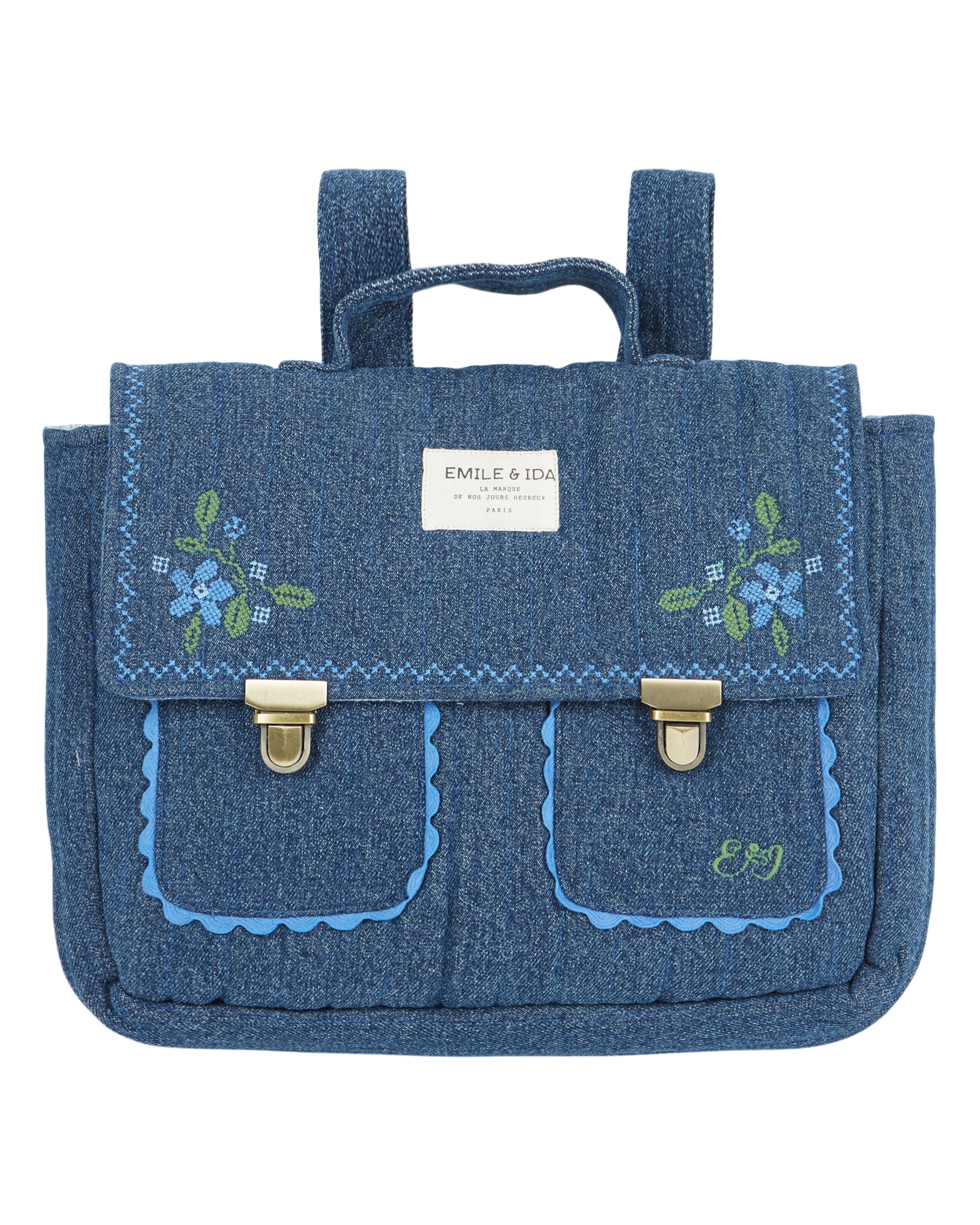 Schoolbag - Blue denim quilted
