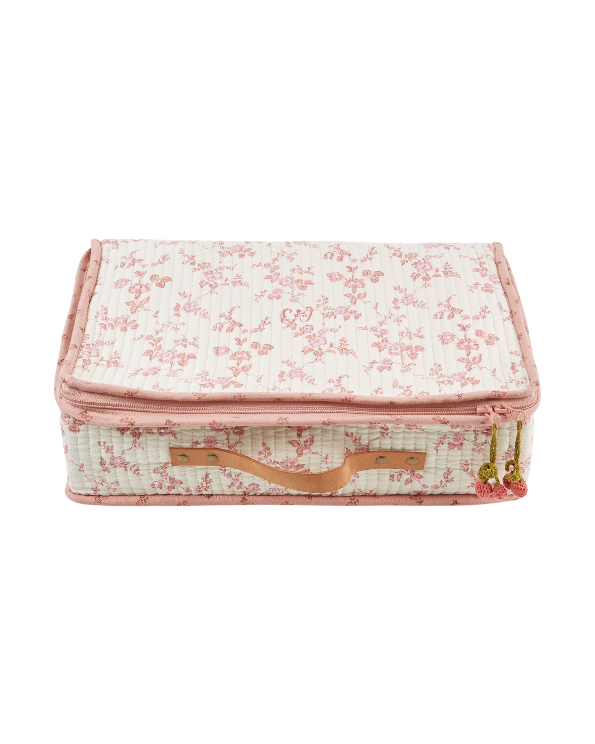 Large Suitcase Floral, Ecru and Pink