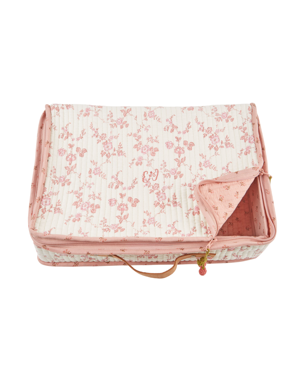 Large Suitcase Floral, Ecru and Pink