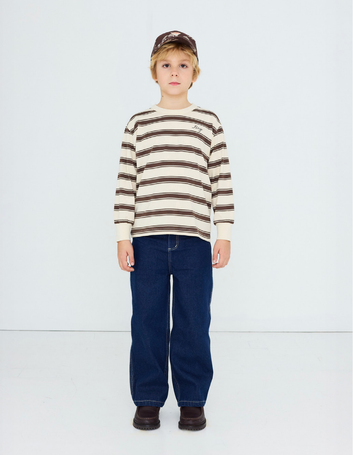 Retro Stripes Sleeve Tee Cacao