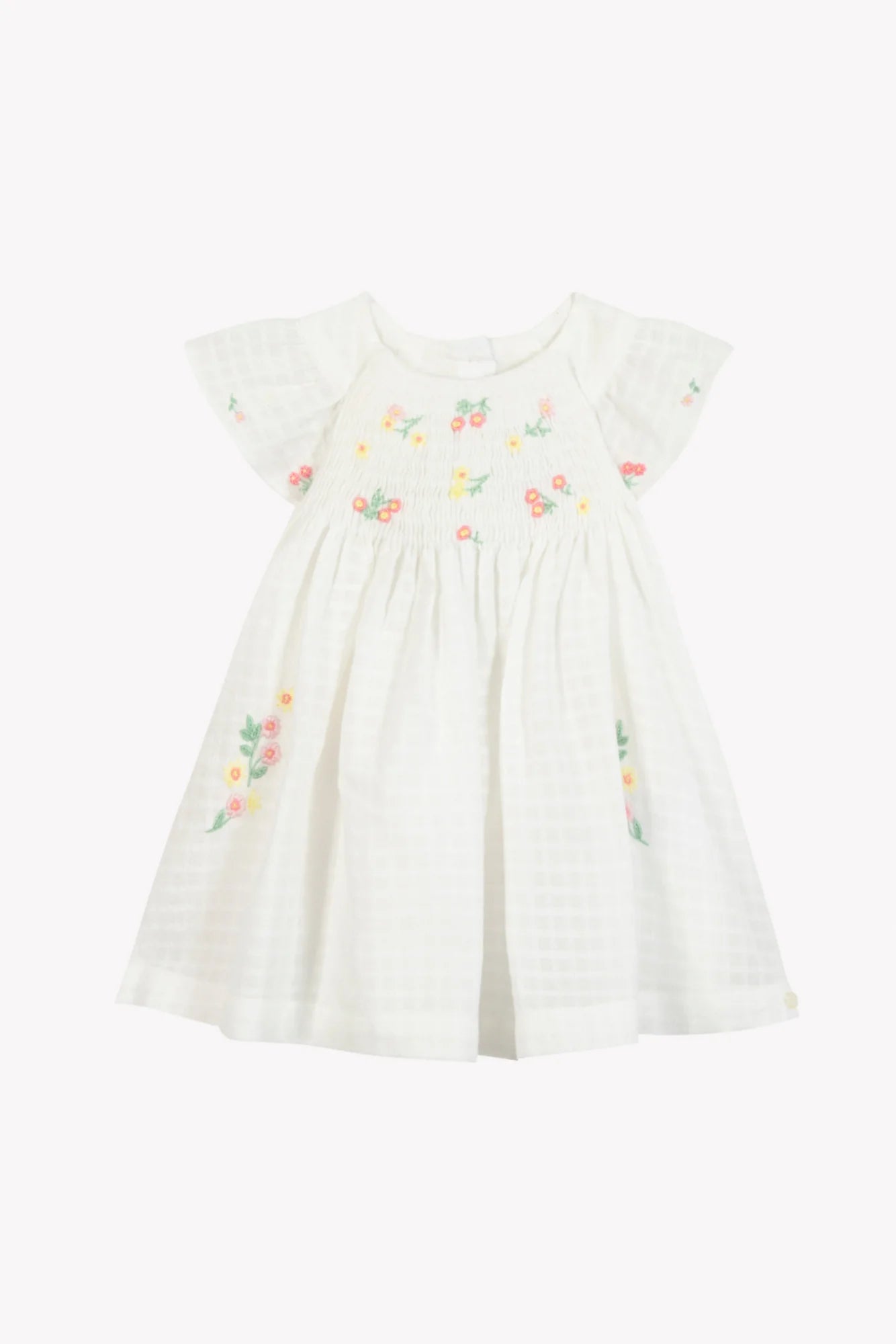 Dress White smocked cotton Embroidery