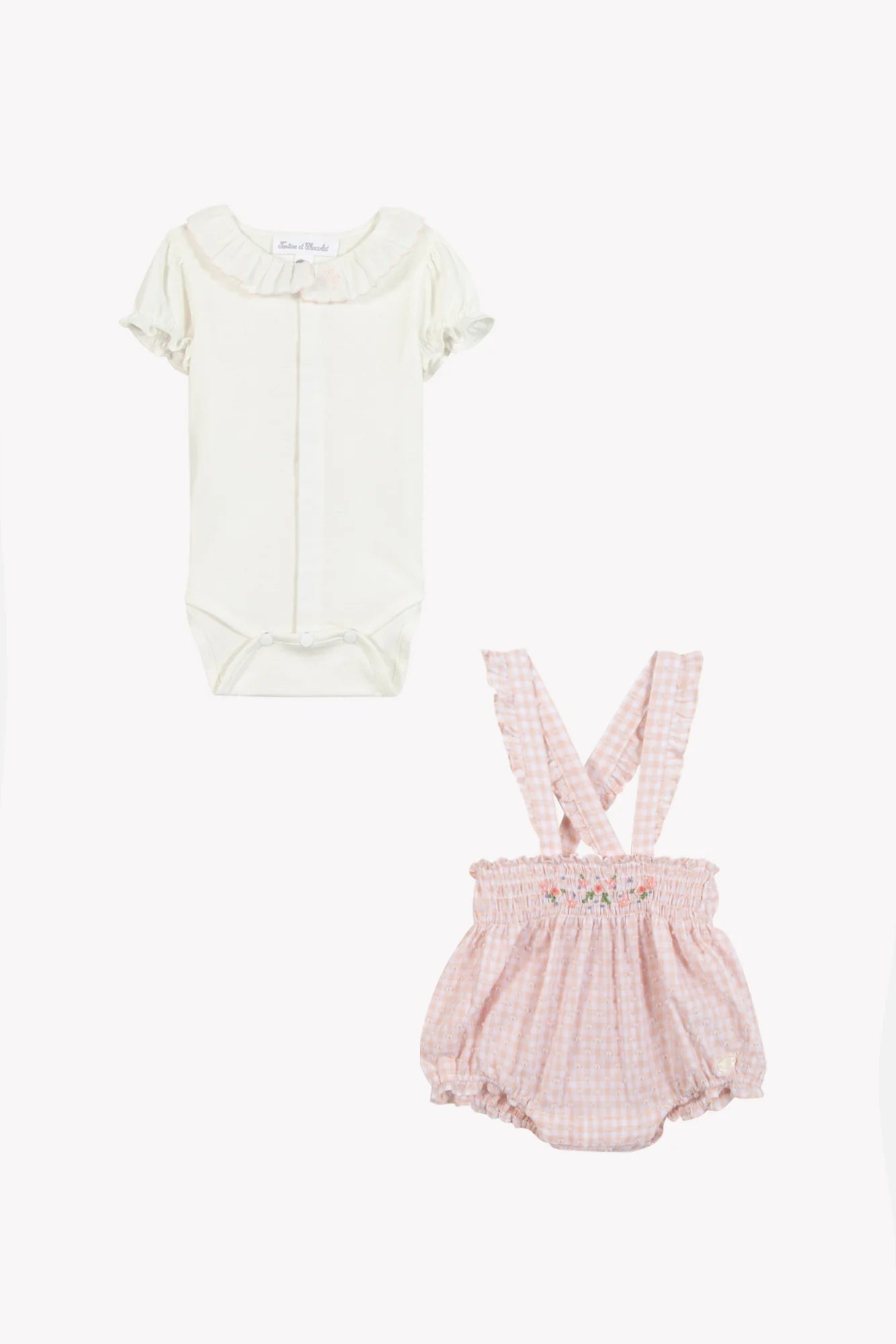 Outfit Short Pink cotton pattern Two-tone gingham
