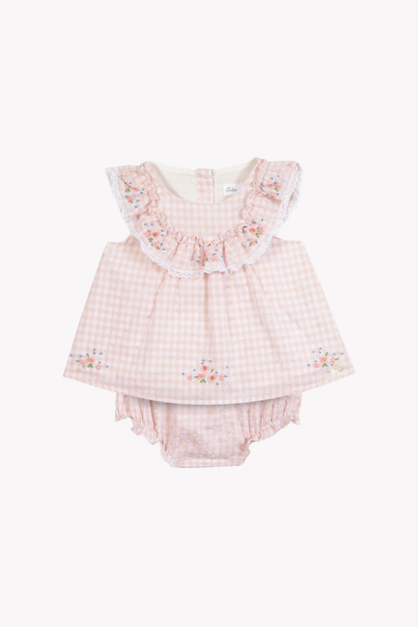 Outfit Short Pink cotton pattern Two-tone gingham