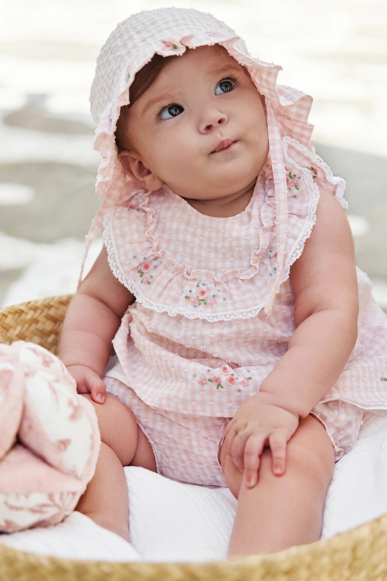 Outfit Short Pink cotton pattern Two-tone gingham