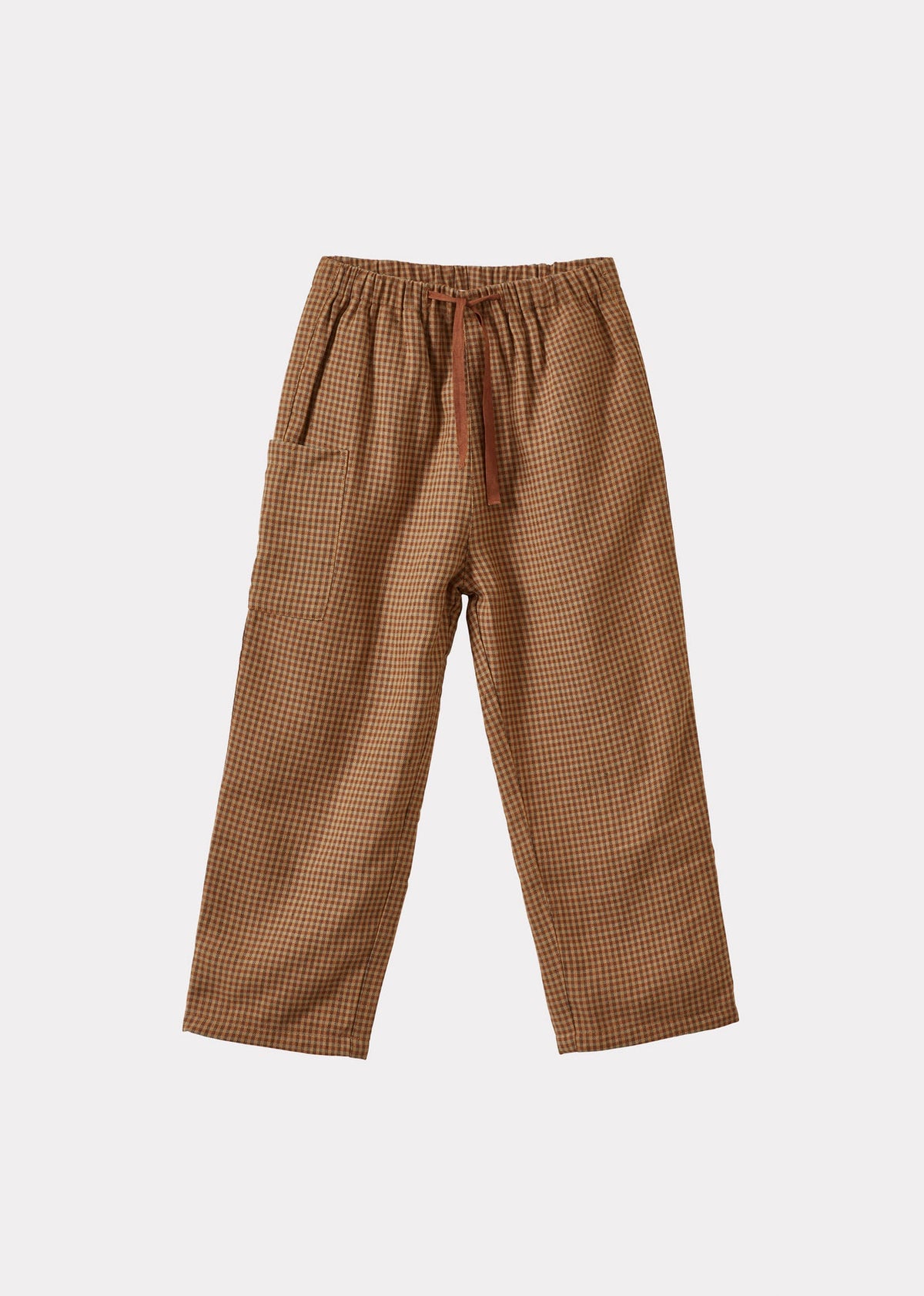 Chestnut Children's Linen Trousers - Rust Plaid