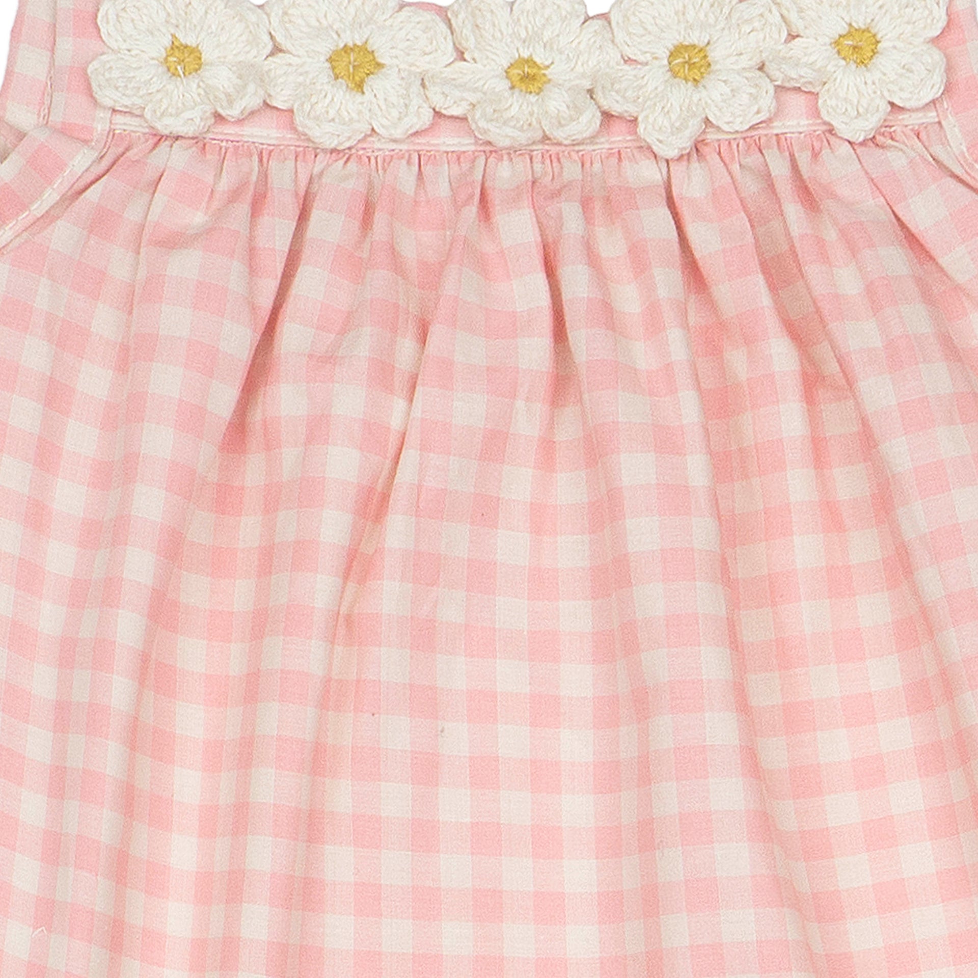 Crochet Daisy Set Pink Gingham - Pima Cotton