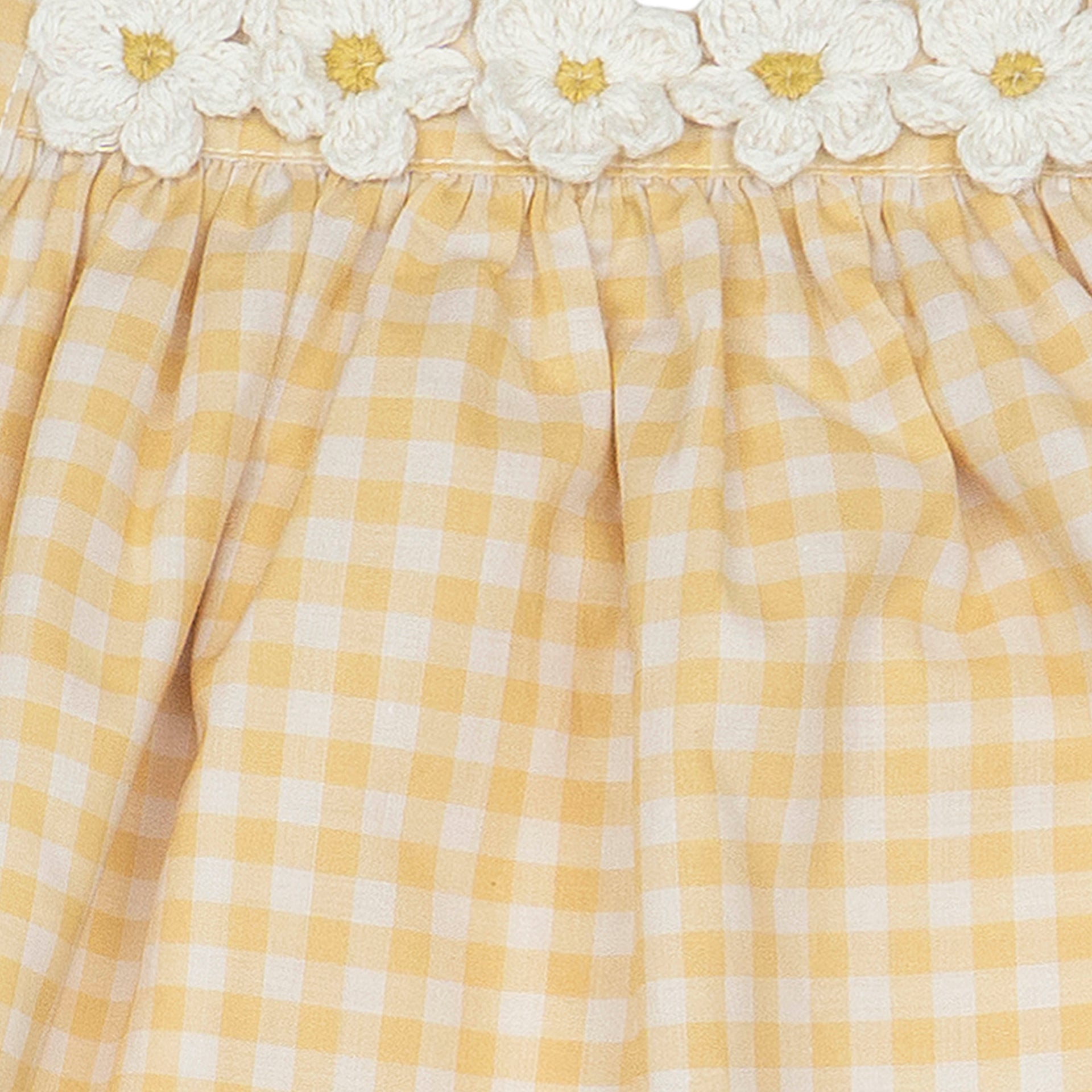 Crochet Daisy Set Yellow Gingham -  Pima Cotton