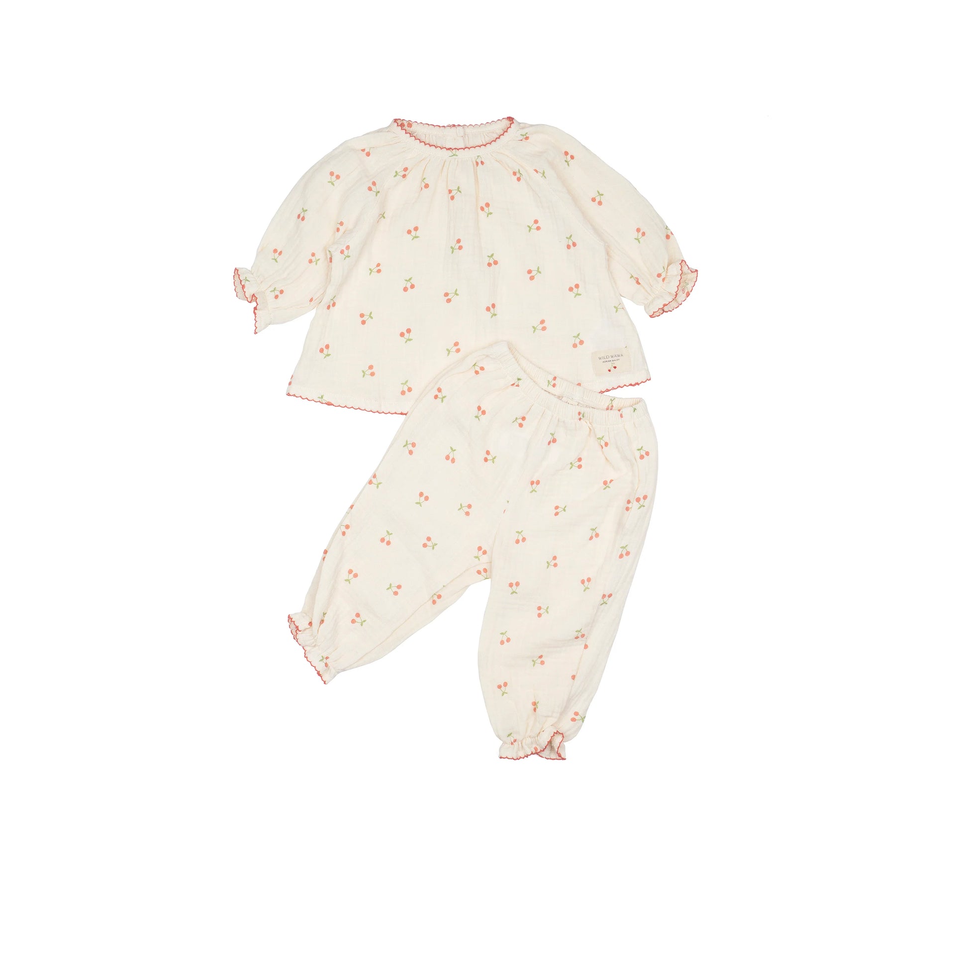 Gauze Two Piece Set in Cherries