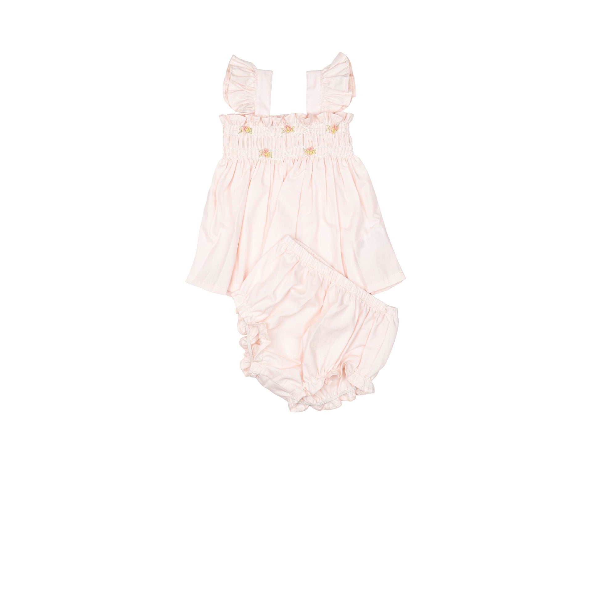 Embroidered Flutter Set Pink - Pima Cotton