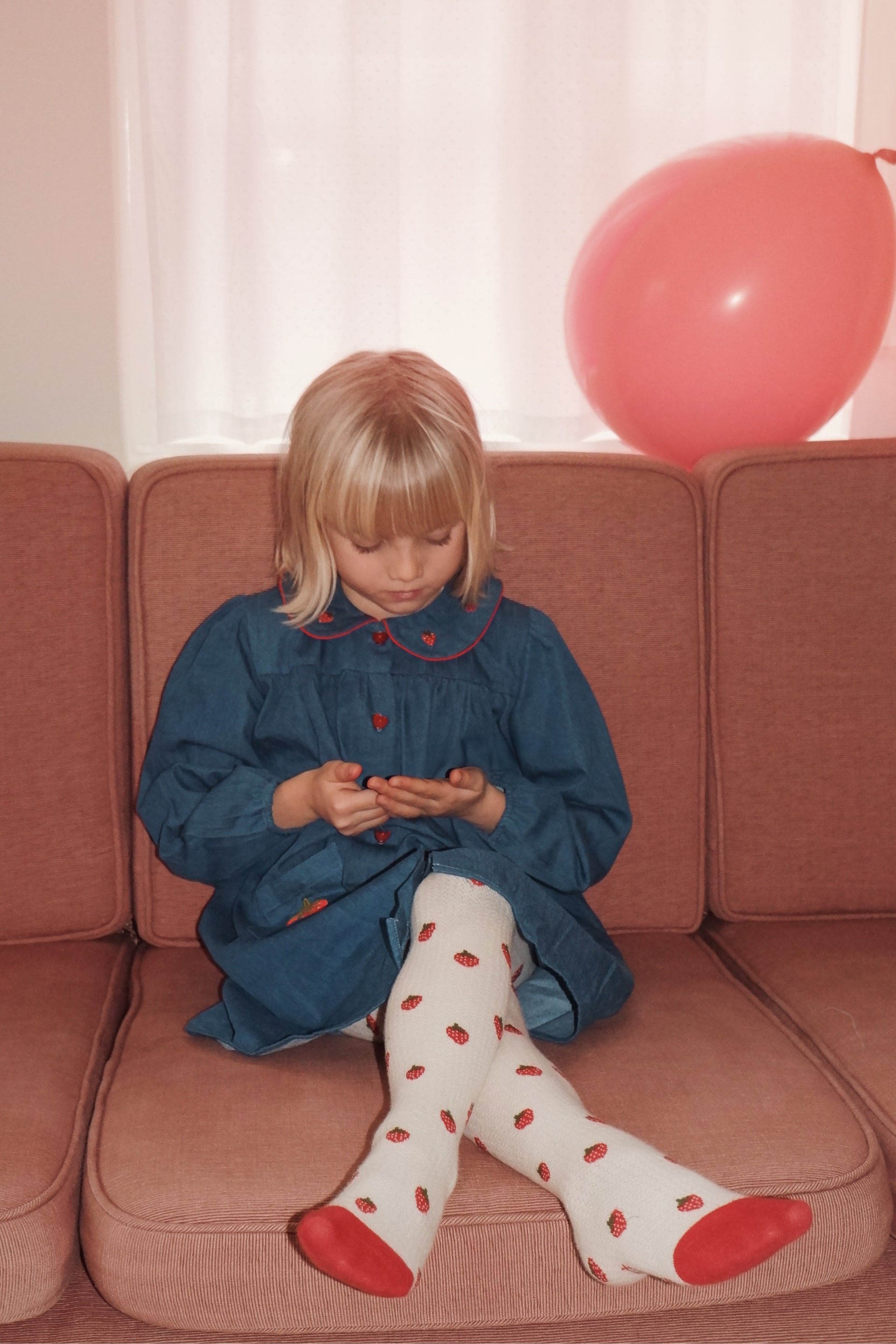 Vilma Dress - Mid Blue Strawberry