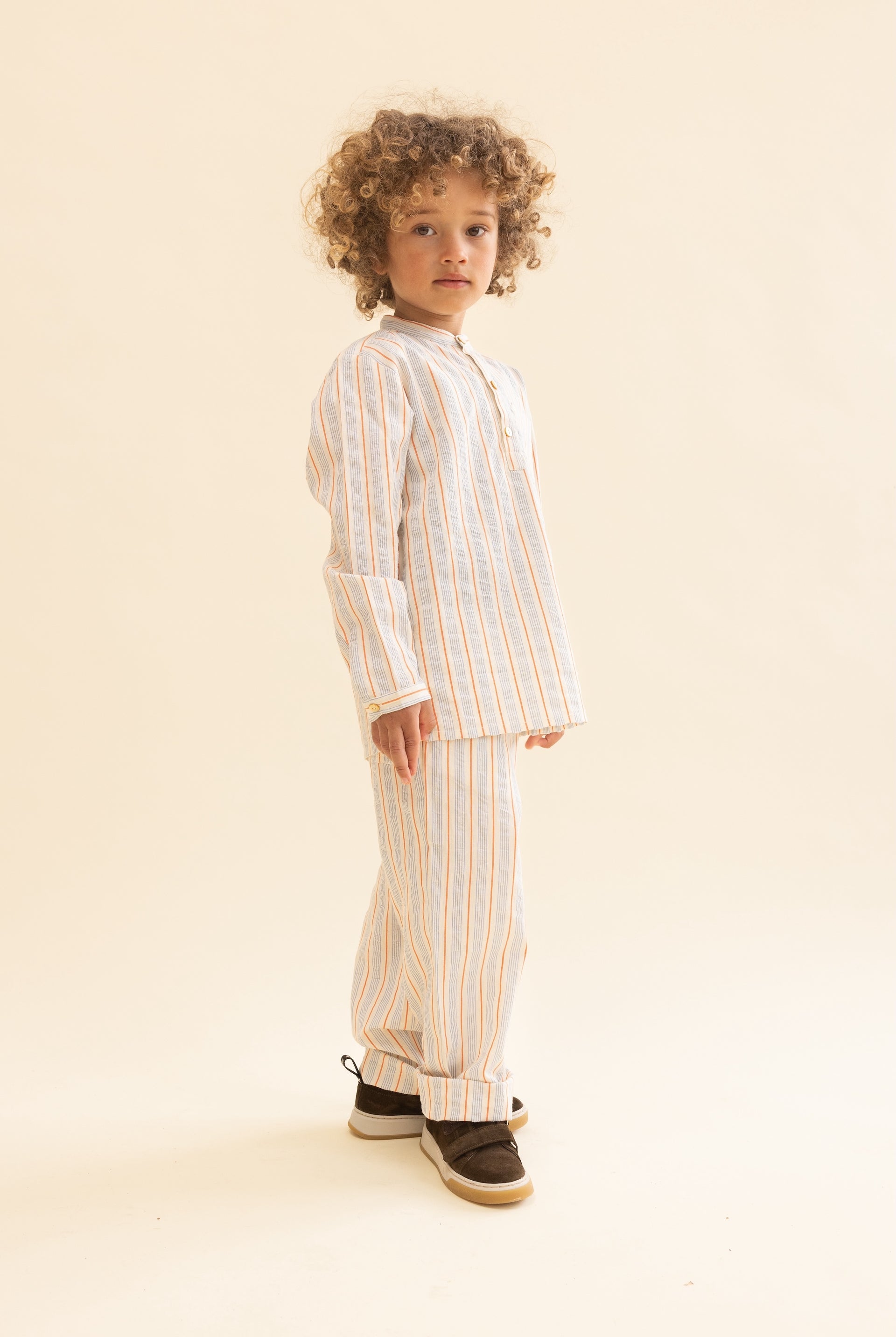 Robin Shirt Blue-tangerine Stripe