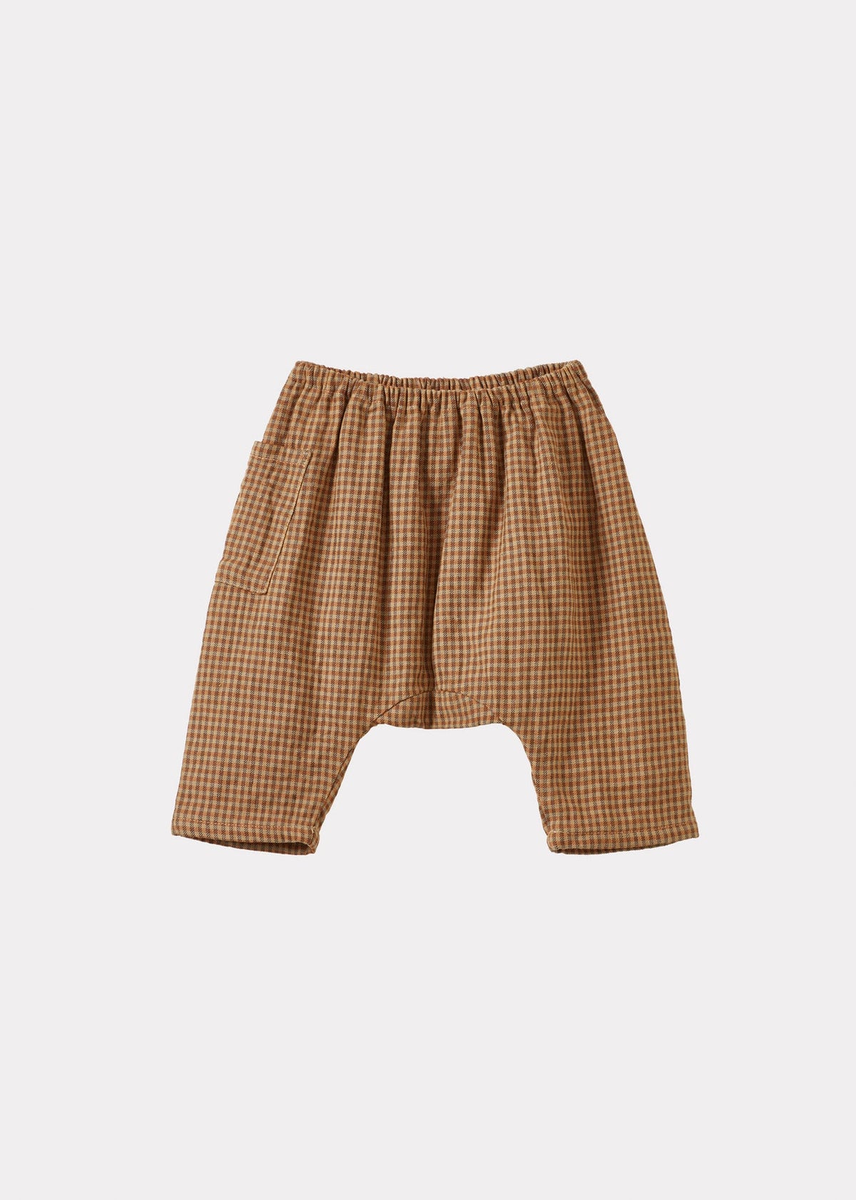 Ficus Baby Linen Trousers - Rust Plaid