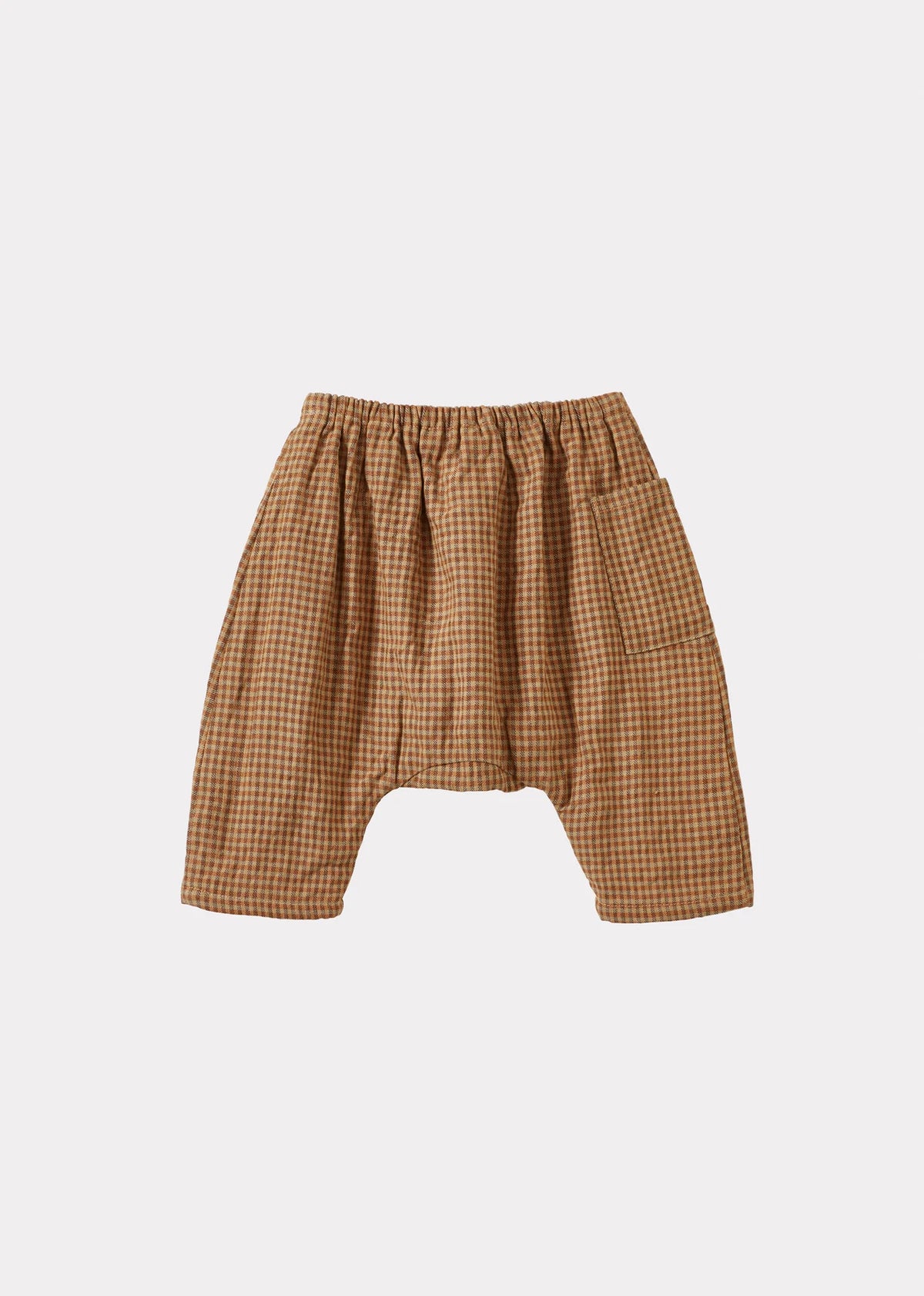 Ficus Baby Linen Trousers - Rust Plaid