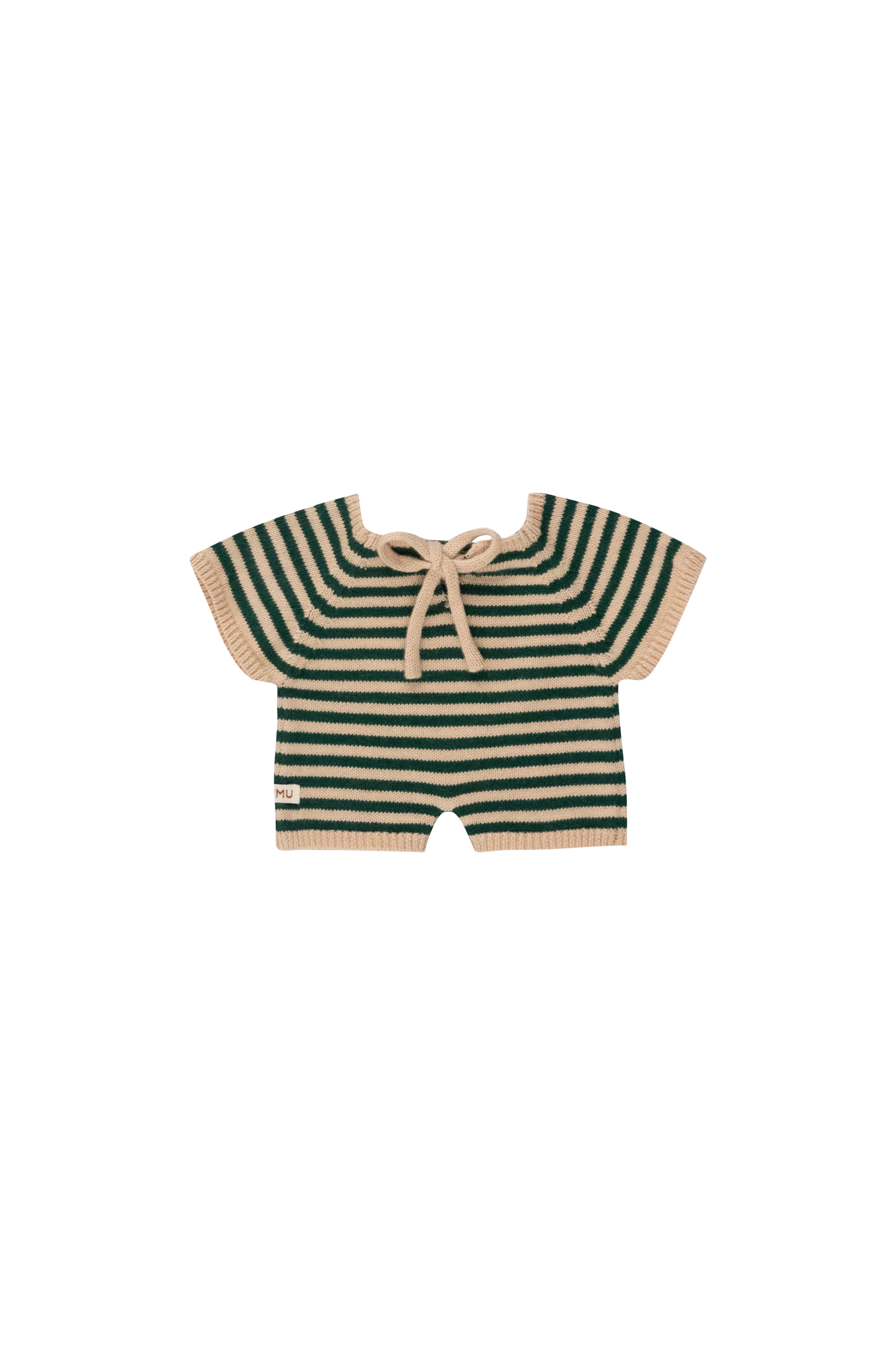 Big Stripes Short One-Piece - Light Cream/Soft Green
