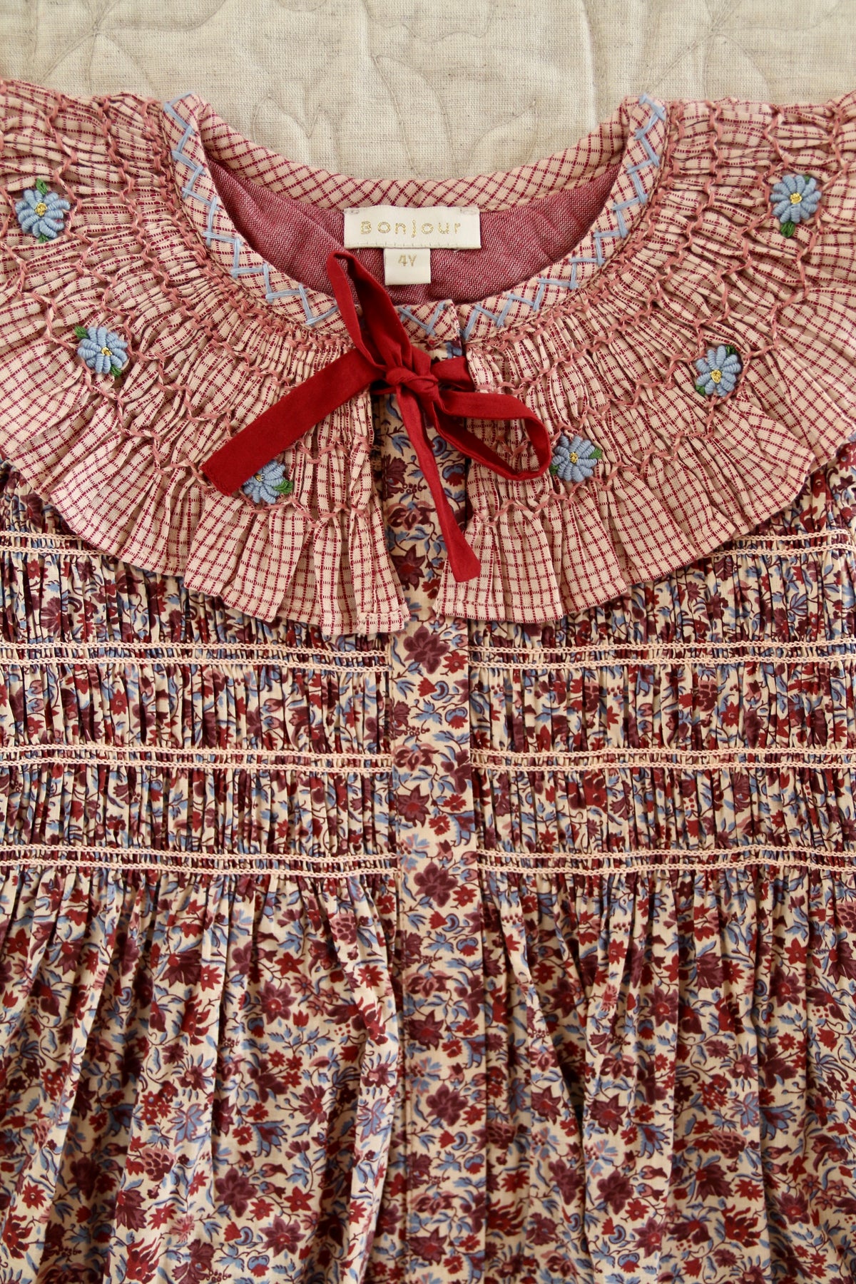 Tunic With Hair Clip Flower Field Print / Blue Flower Field Print / Nude Check