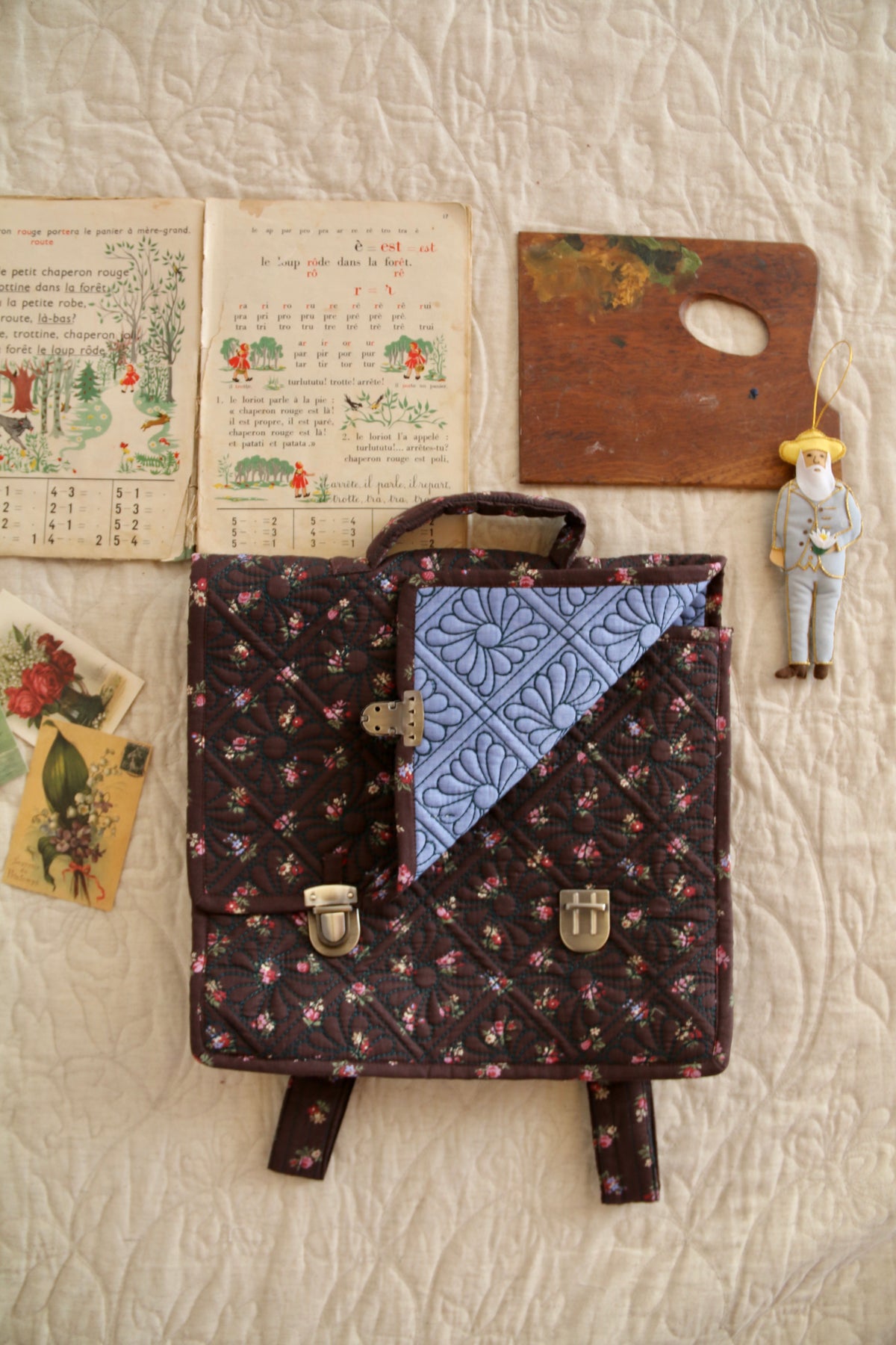 School bag Little bouquet print