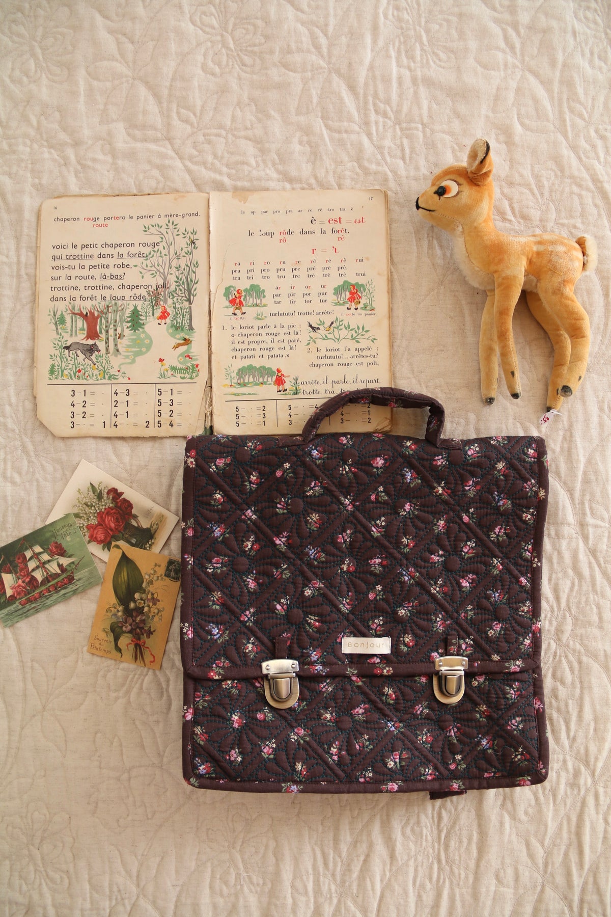 School bag Little bouquet print