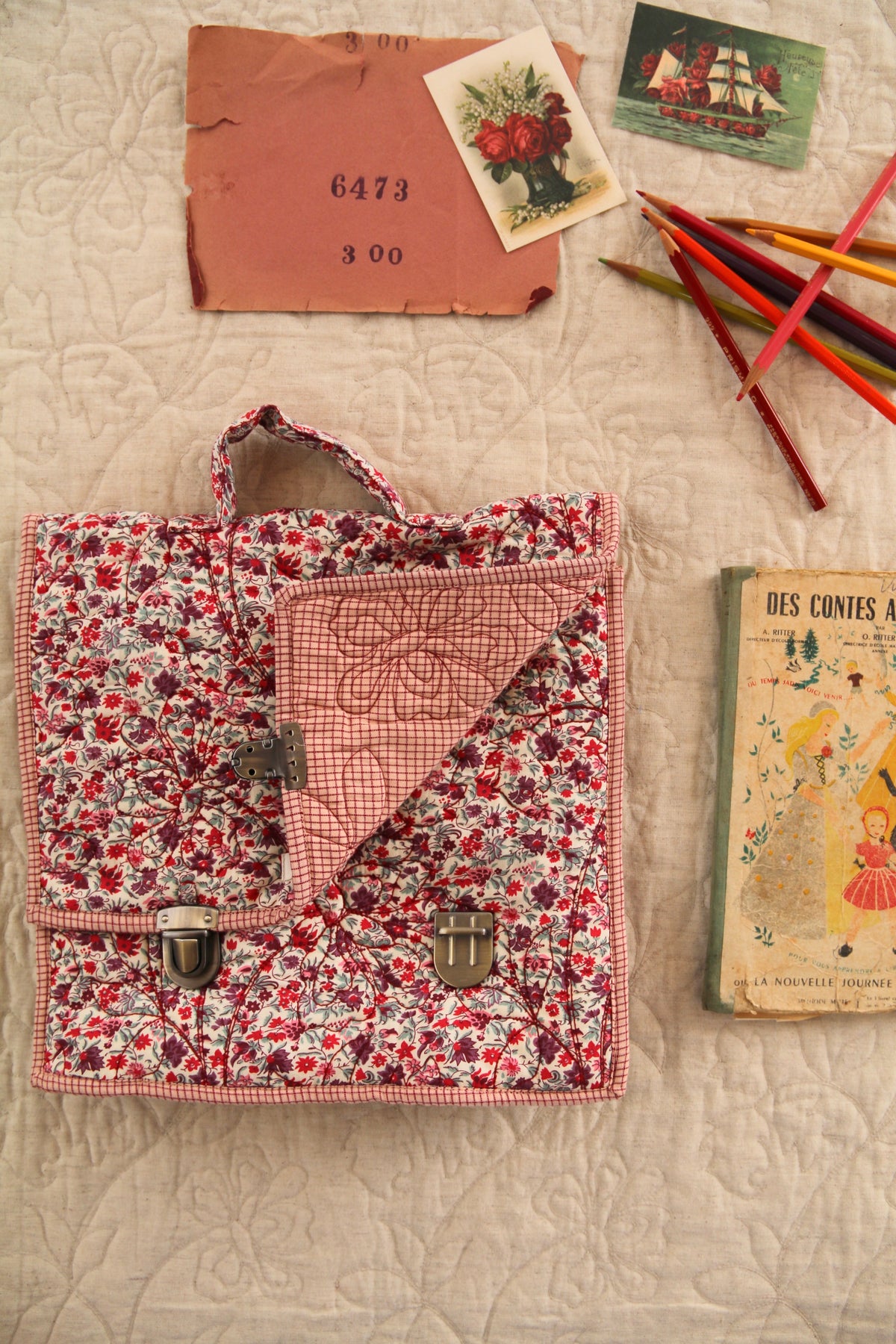 School bag Flowers field print