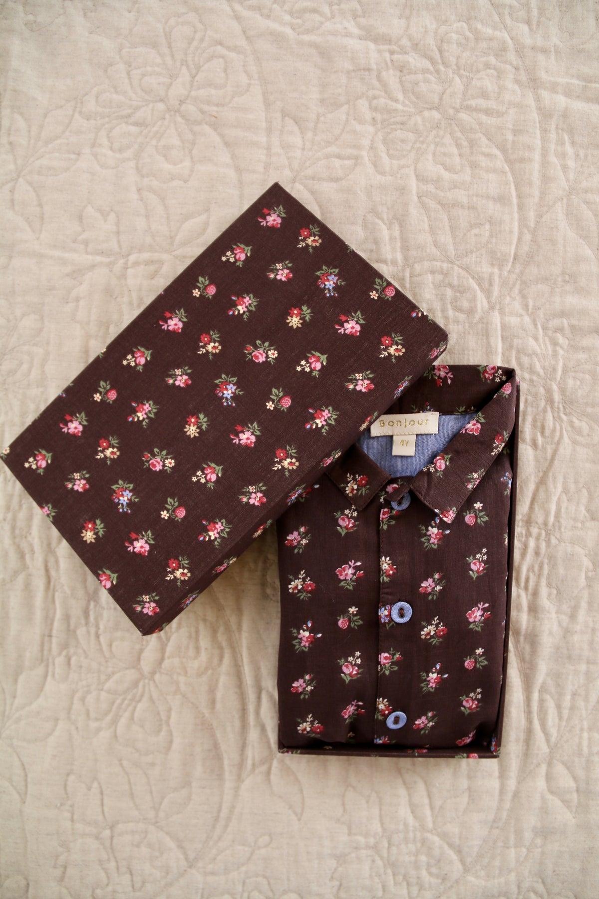 Boy Shirt With Box Little Bouquet Print