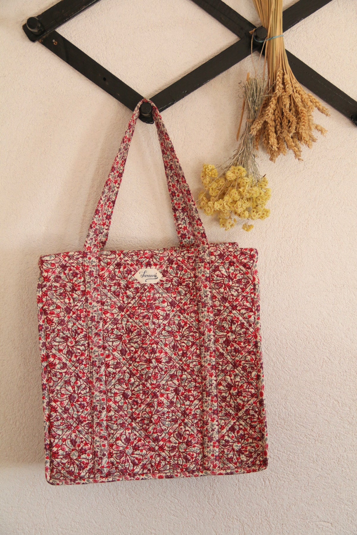 Small Quilted Market Bag Flowers Field Print