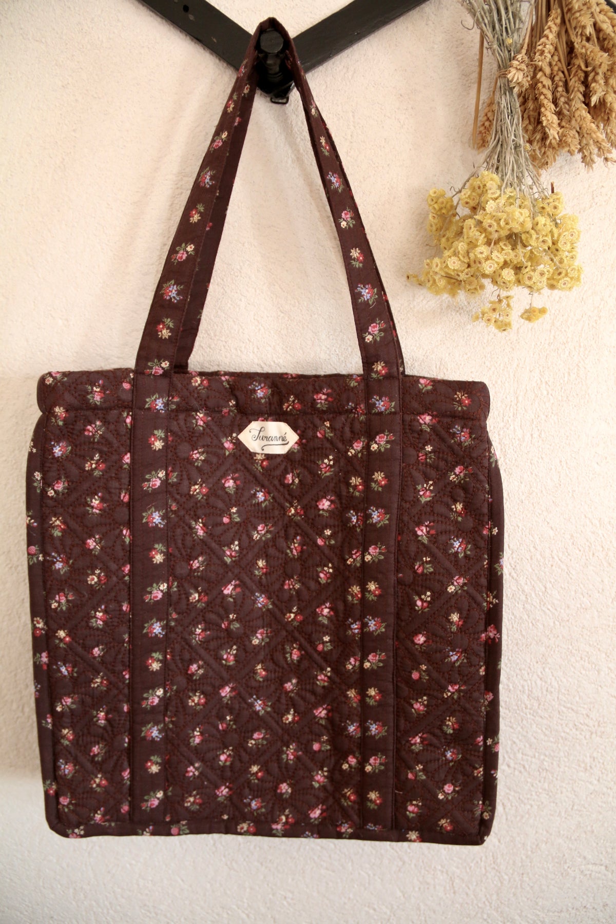 Small Quilted Market Bag Little Bouquet Print