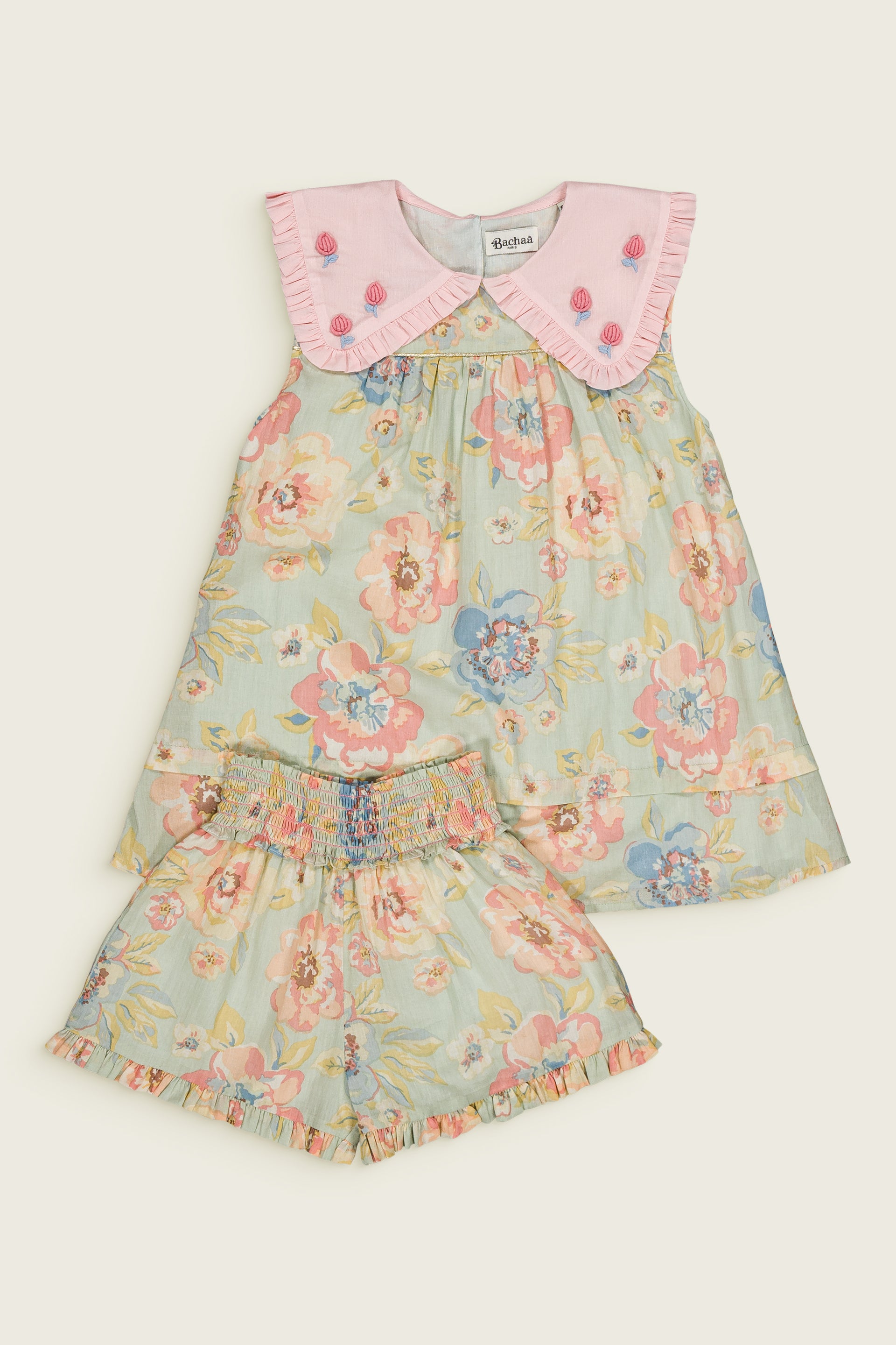 Ice Flow Blouse & short set Watercolor print