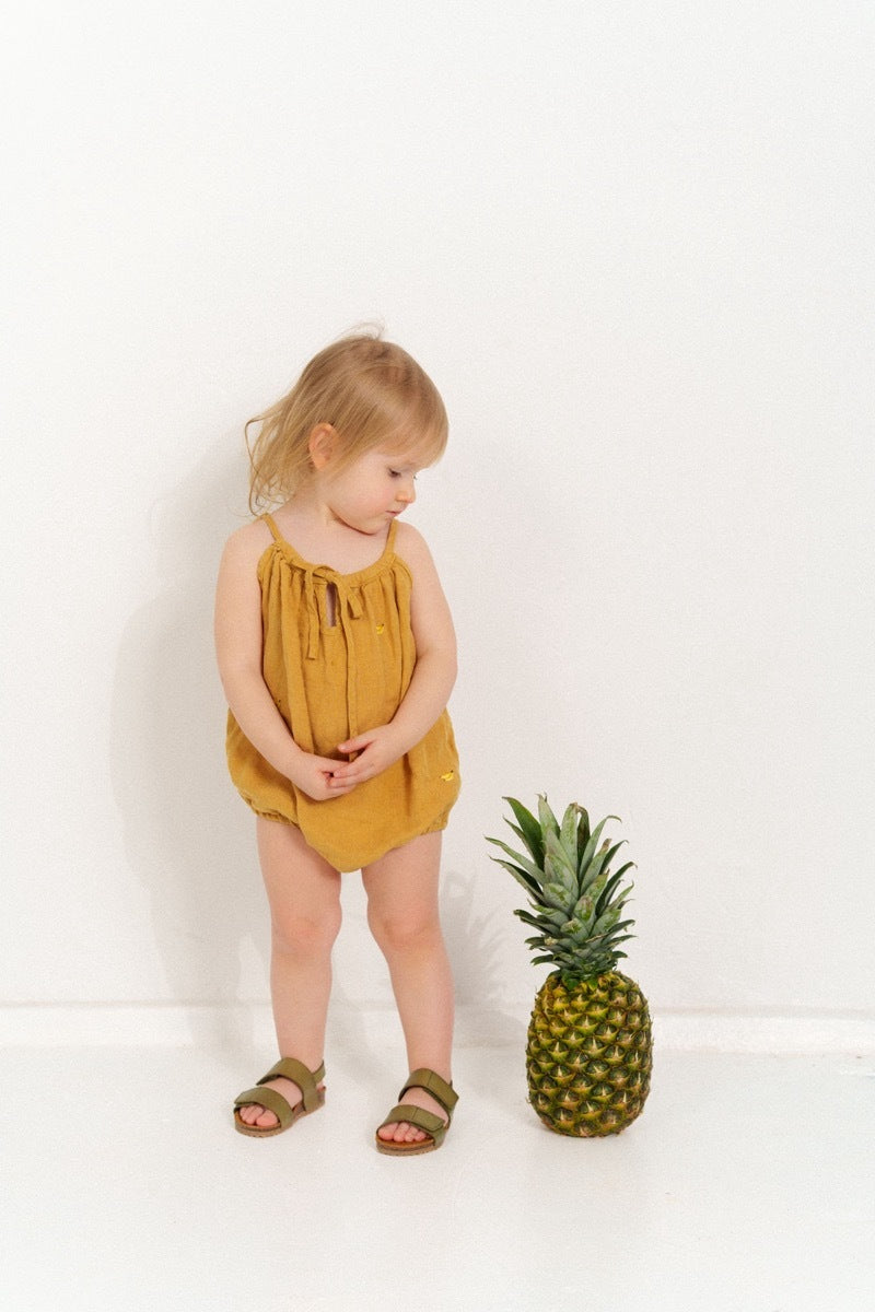 Romper Dara Gold Yellow with Pear Embroidery