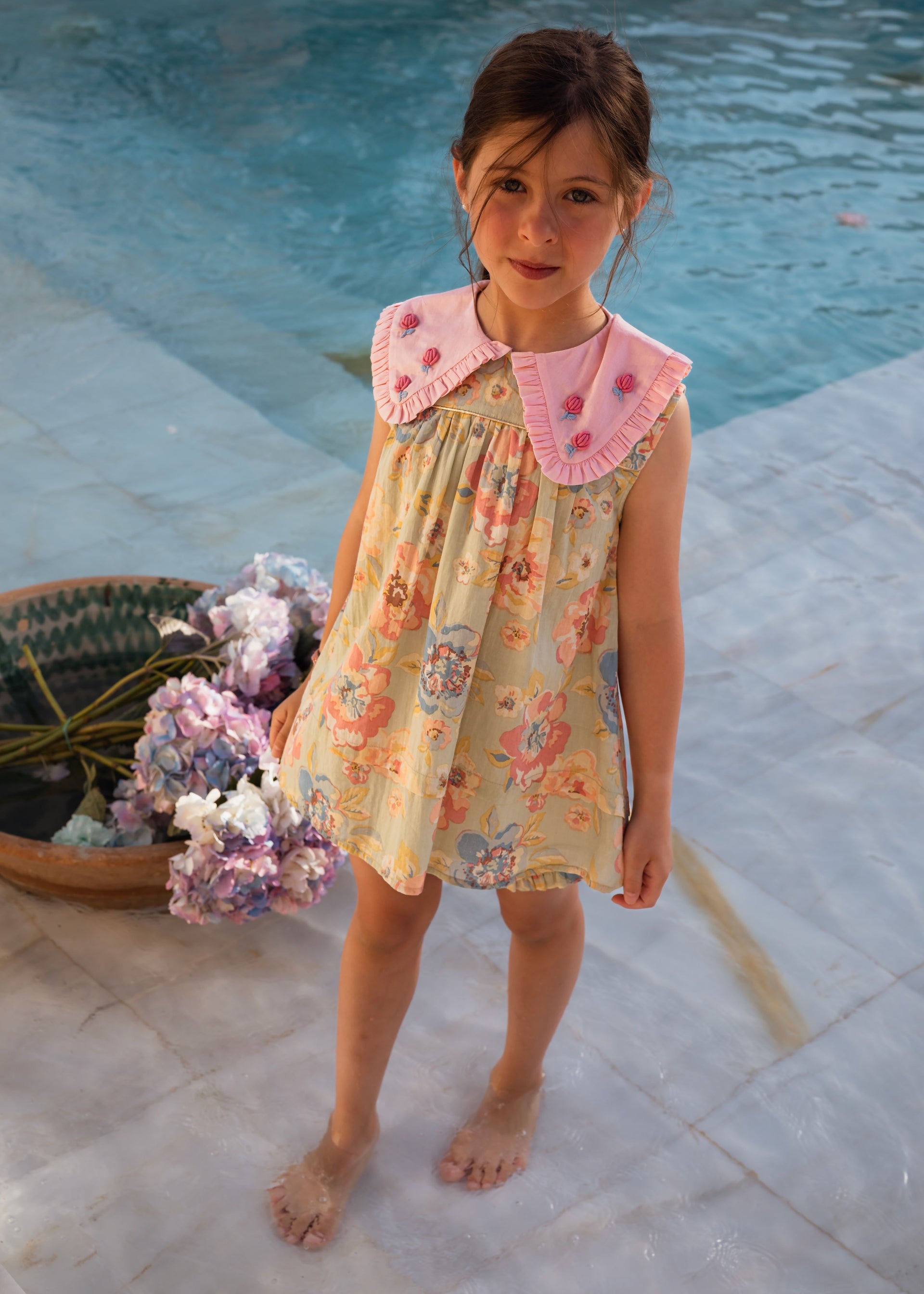 Ice Flow Blouse & short set Watercolor print
