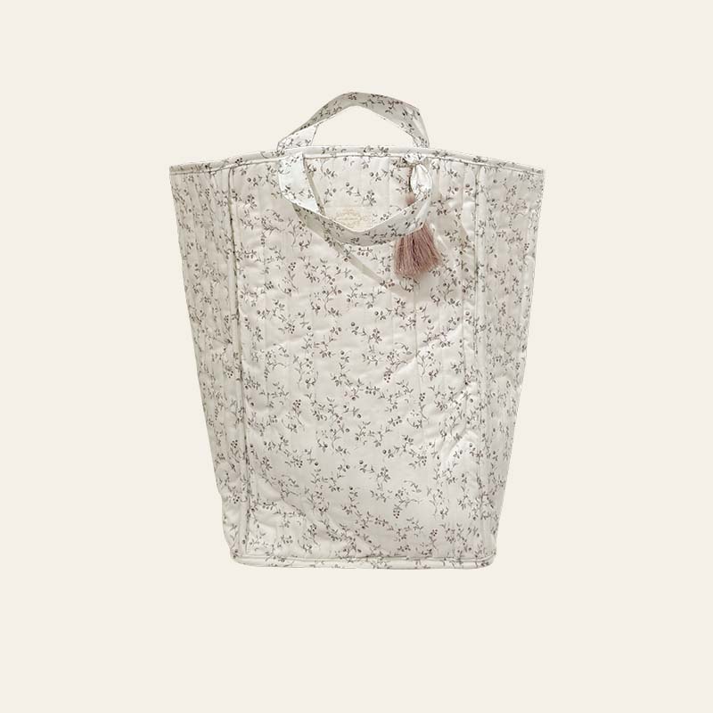 Quilted Storage Basket Beige Berry