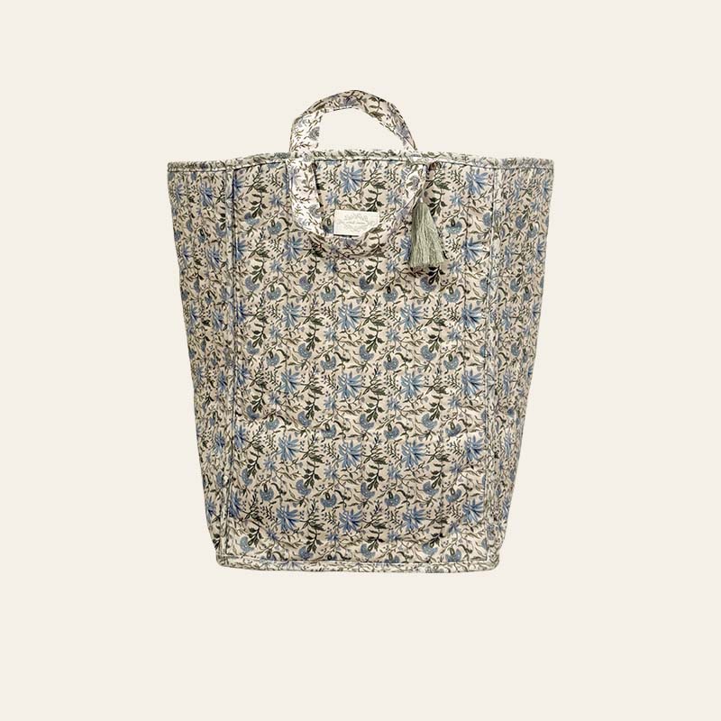 Quilted Storage Basket Sage Floral