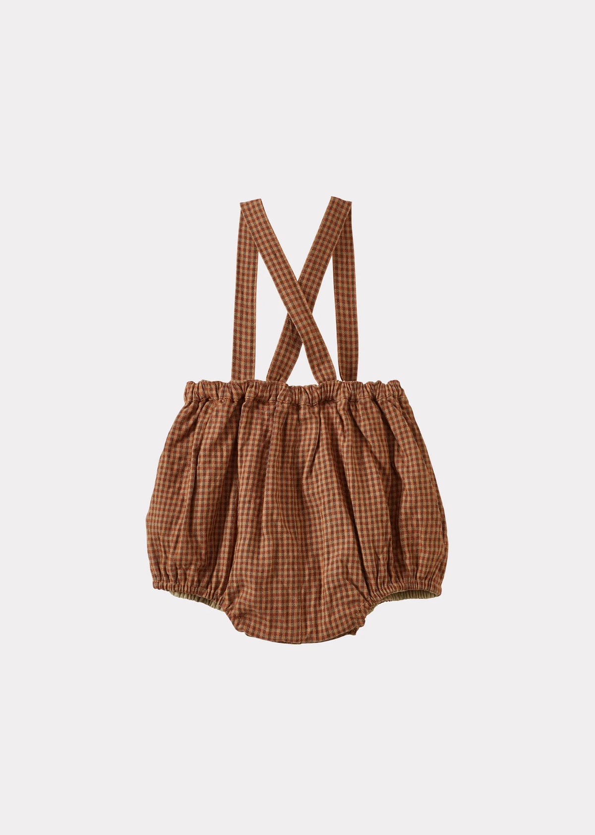 Musa Baby Linen Romper - Rust Plaid