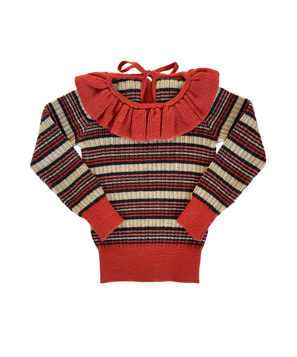 Cassie Skinny Rib - Ruby Stripe