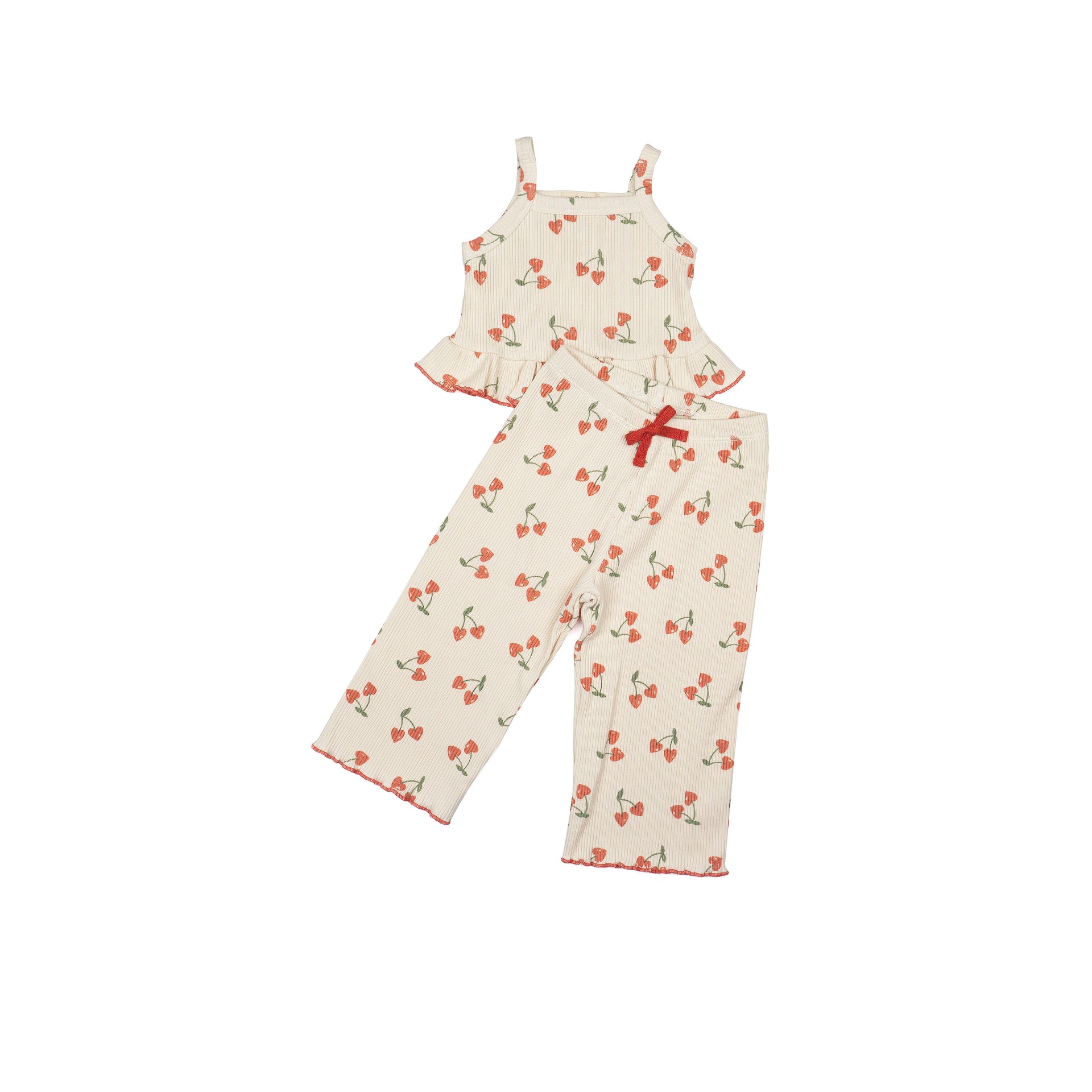 Rib Pant Set Cherry Crush