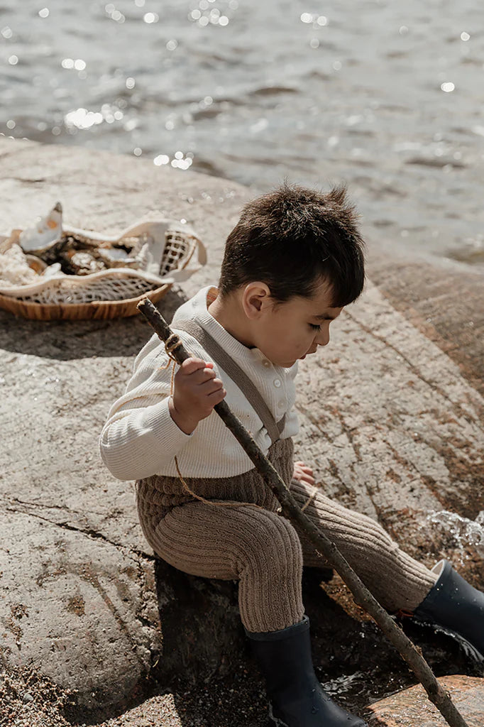 Silly Silas Granny Teddy Footed Tights - Granola | Milomoo