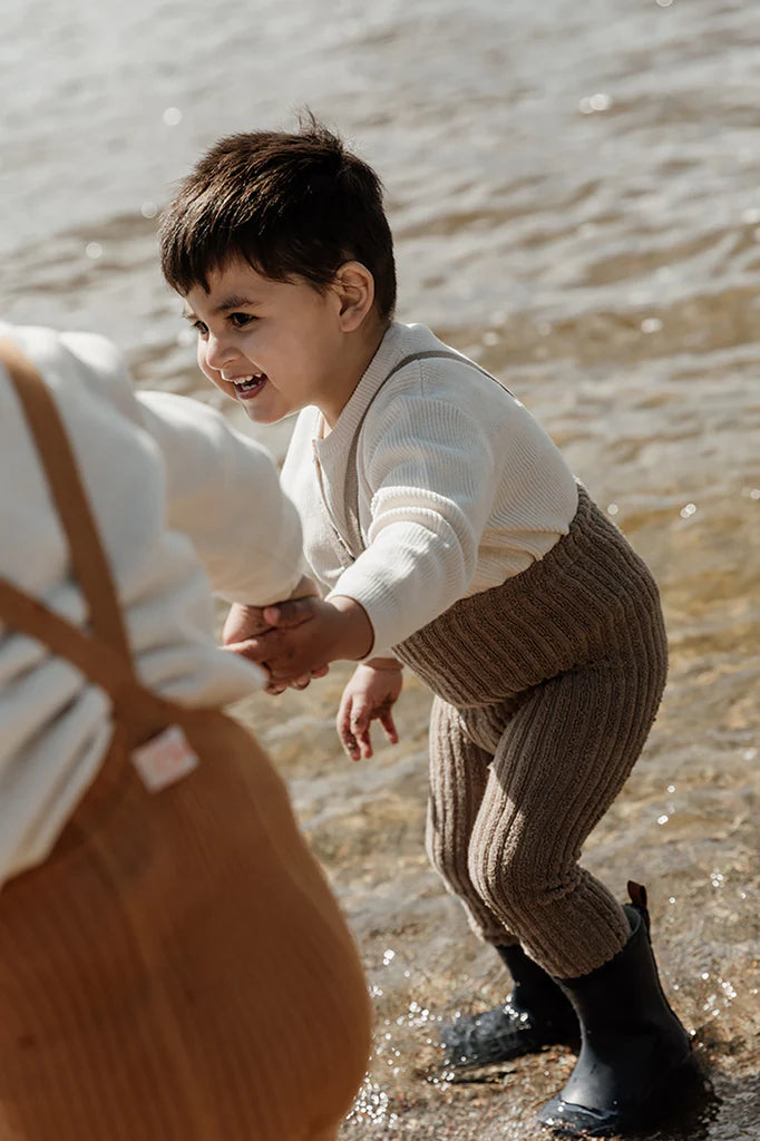 Silly Silas Granny Teddy Footed Tights - Granola | Milomoo