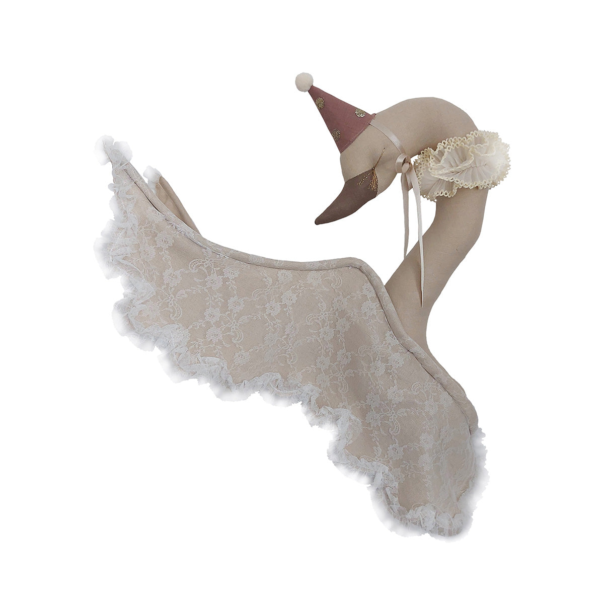 Swan linen beige with lace in the cap