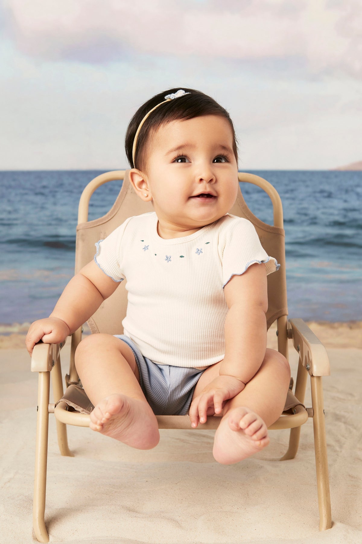 Ribbed short Ice blue - cotton