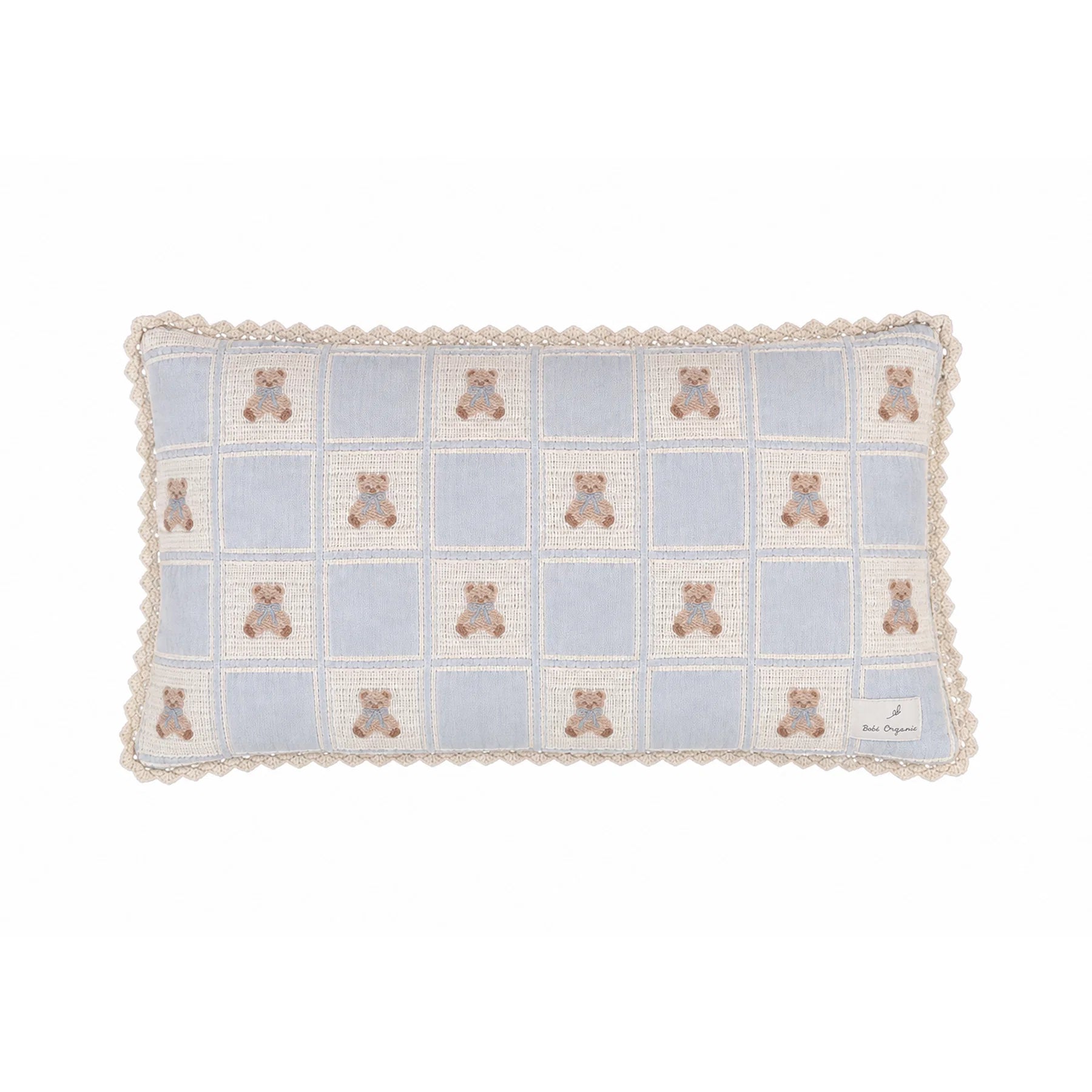 Teddy Pillowcase Blue Teddy Patchwork