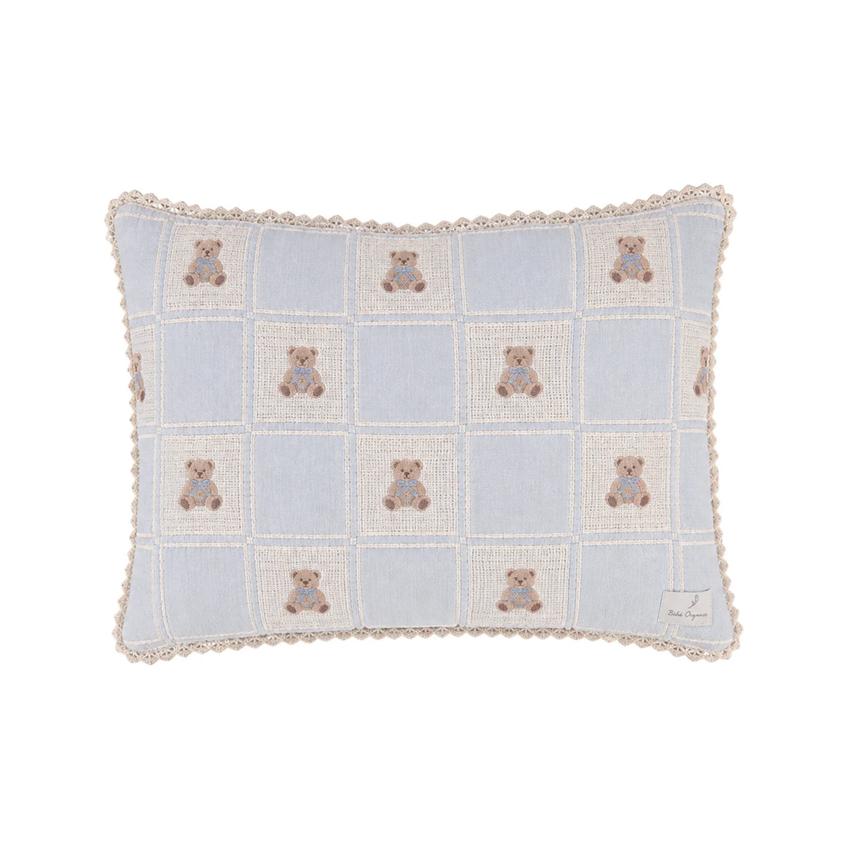 Teddy Pillowcase Blue Teddy Patchwork