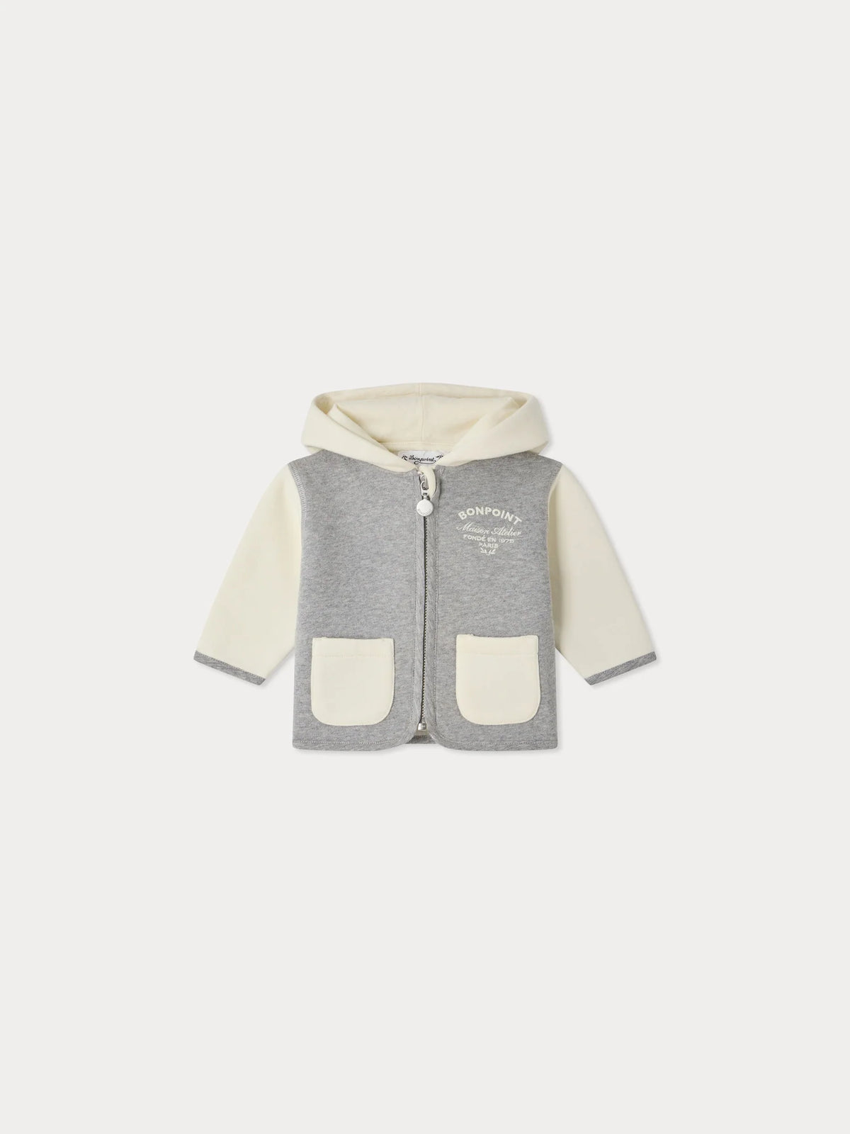 Mass grey marl hooded baby sweatshirt in organic cotton