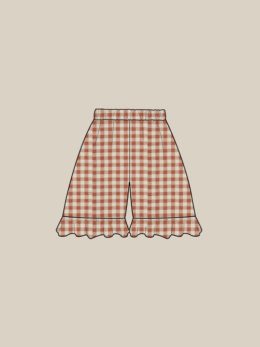 Paprika Gingham Frill Culottes