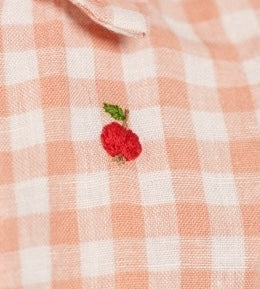 Romper Dara Checked Peach with Apple Embroidery