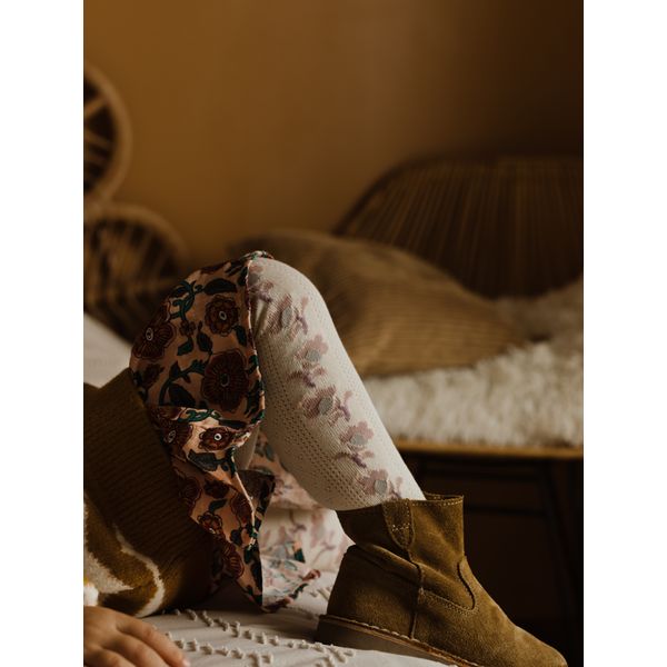 Anthéa - Jacquard Flower Pointelle Tights - Doux Agneaux