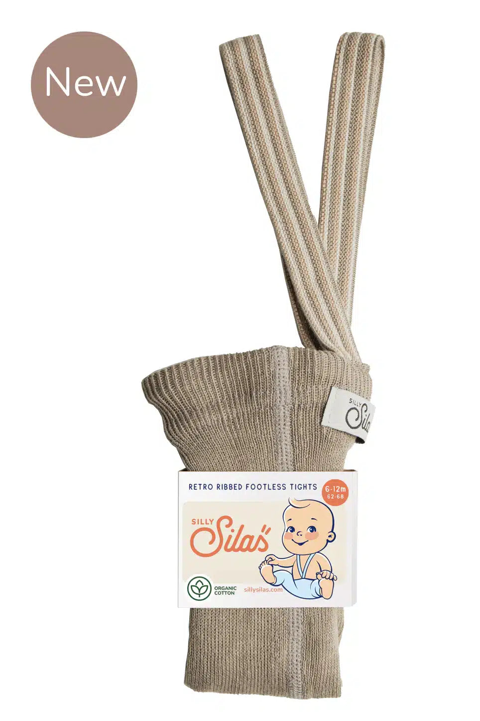 Silly Silas Classic Footless Tights Oyster Grey Striped image 0