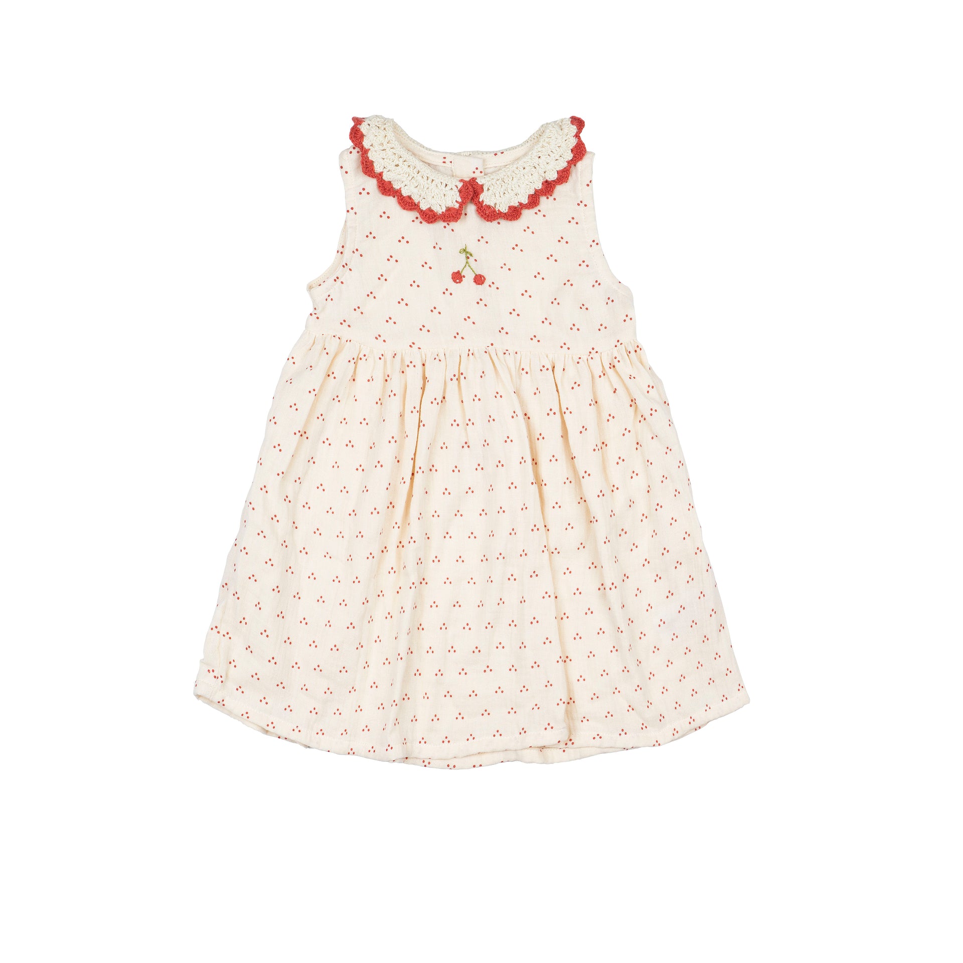CROCHET COLLAR DRESS - Cherry