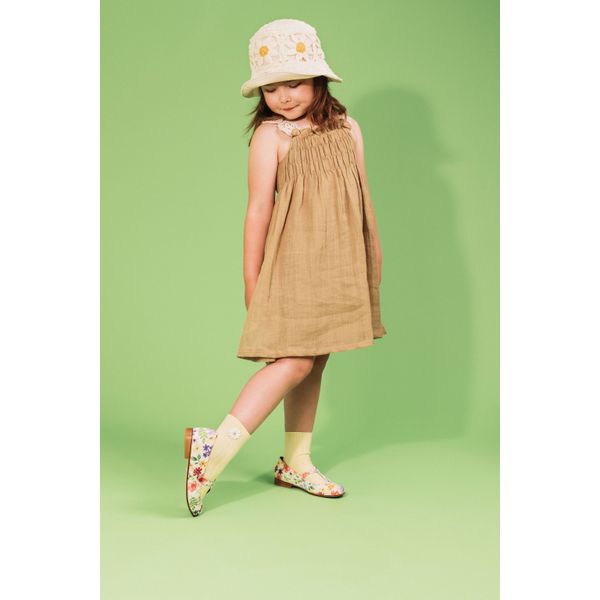 Bérénice - Ribbed Ankle Socks with Daisy - Vanille