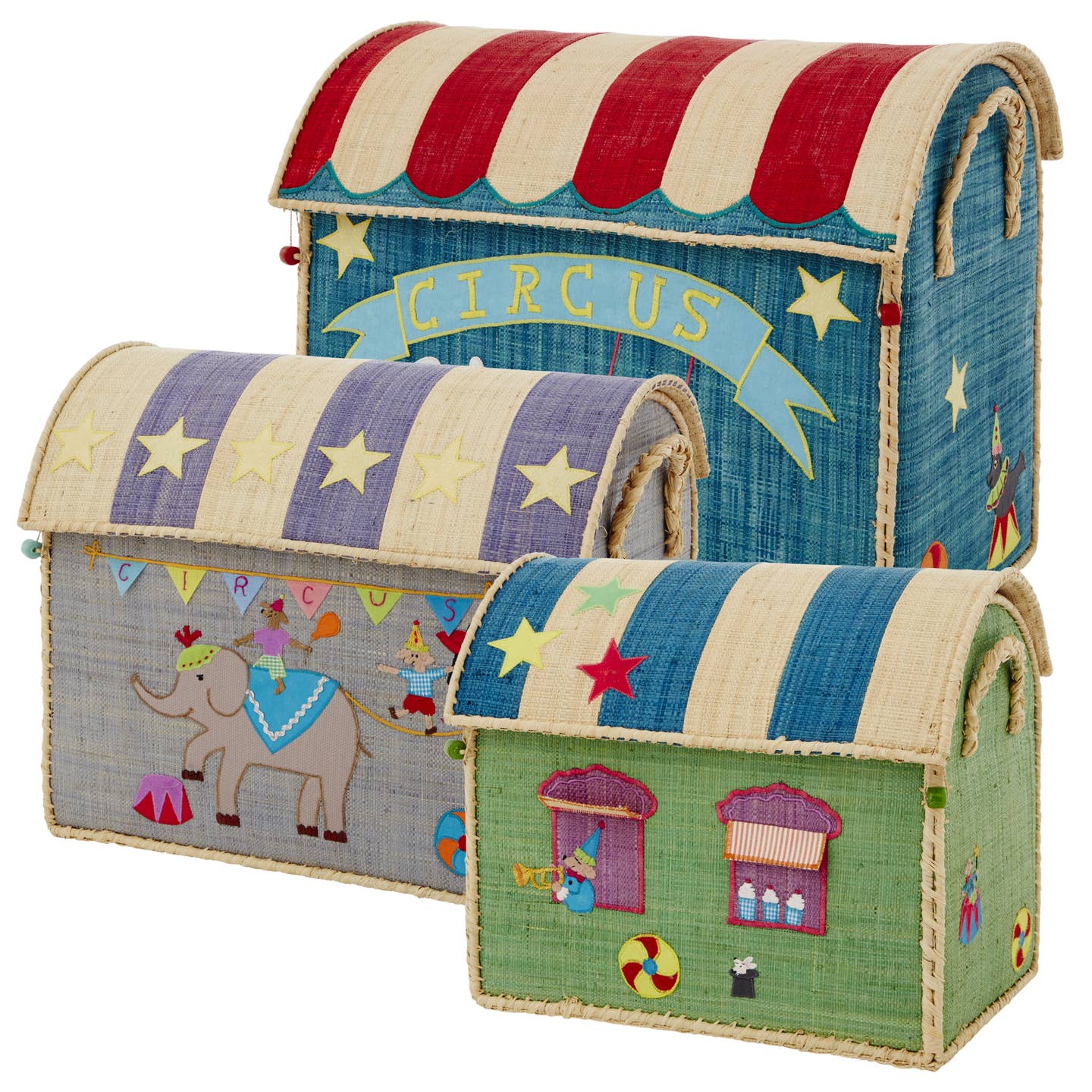 [PRE-ORDER] Raffia Storage House - Circus Theme. Set of 3