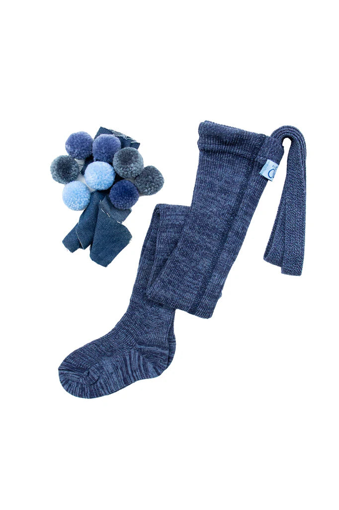 Silly Silas Footed Tights with Braces - Denim image 3
