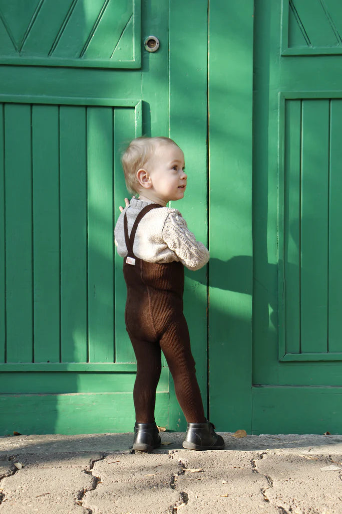 Silly Silas Footed Tights with Braces - Chocolate Brown image 1