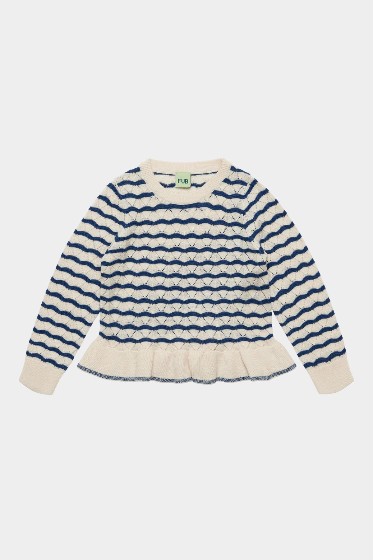 Pointelle Tee | ecru/deep indigo